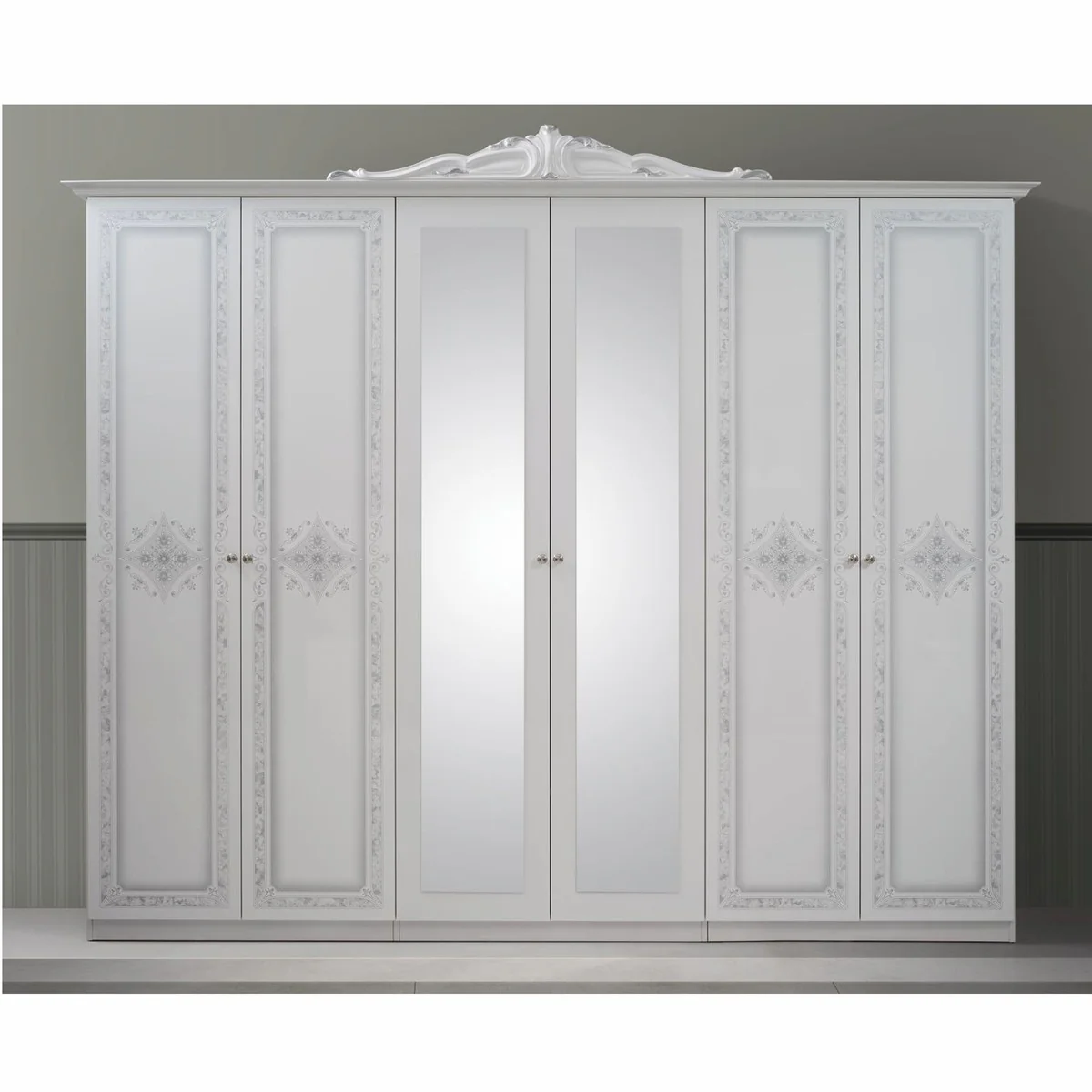 Luxury Baroque Bedroom Cabinet White / Gray 104