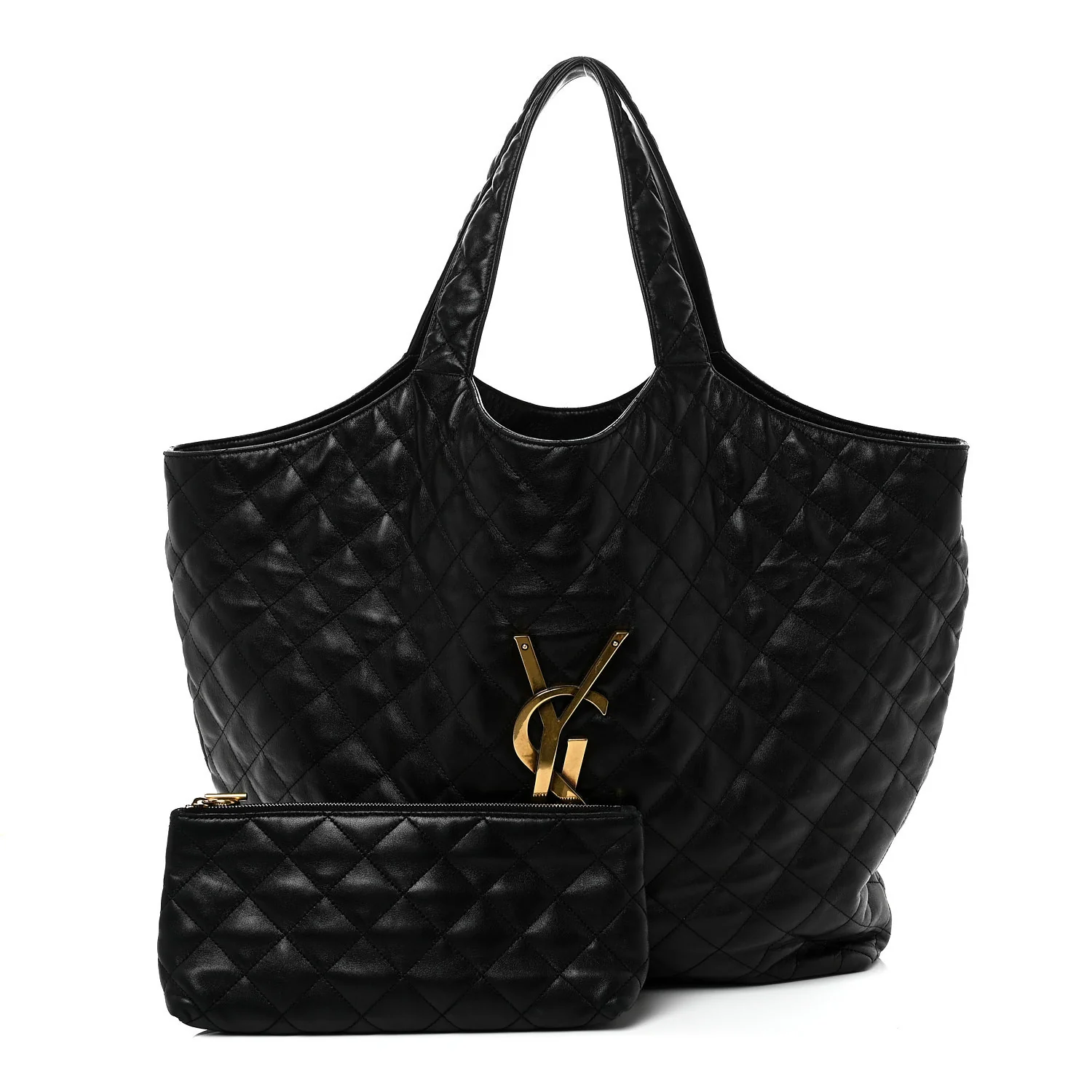 Lambskin Quilted Maxi Icare Shopping Tote Black - Top Club