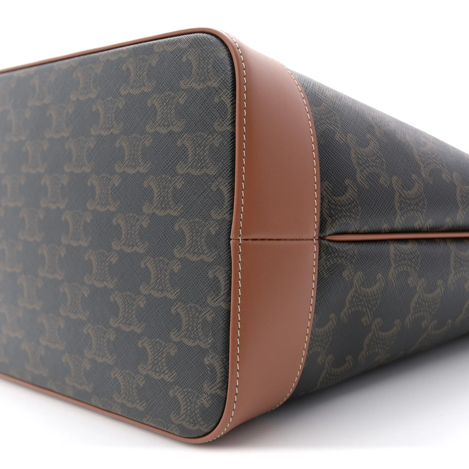 Triomphe Canvas Calfskin Medium Cabas Bag Tan - Top Club
