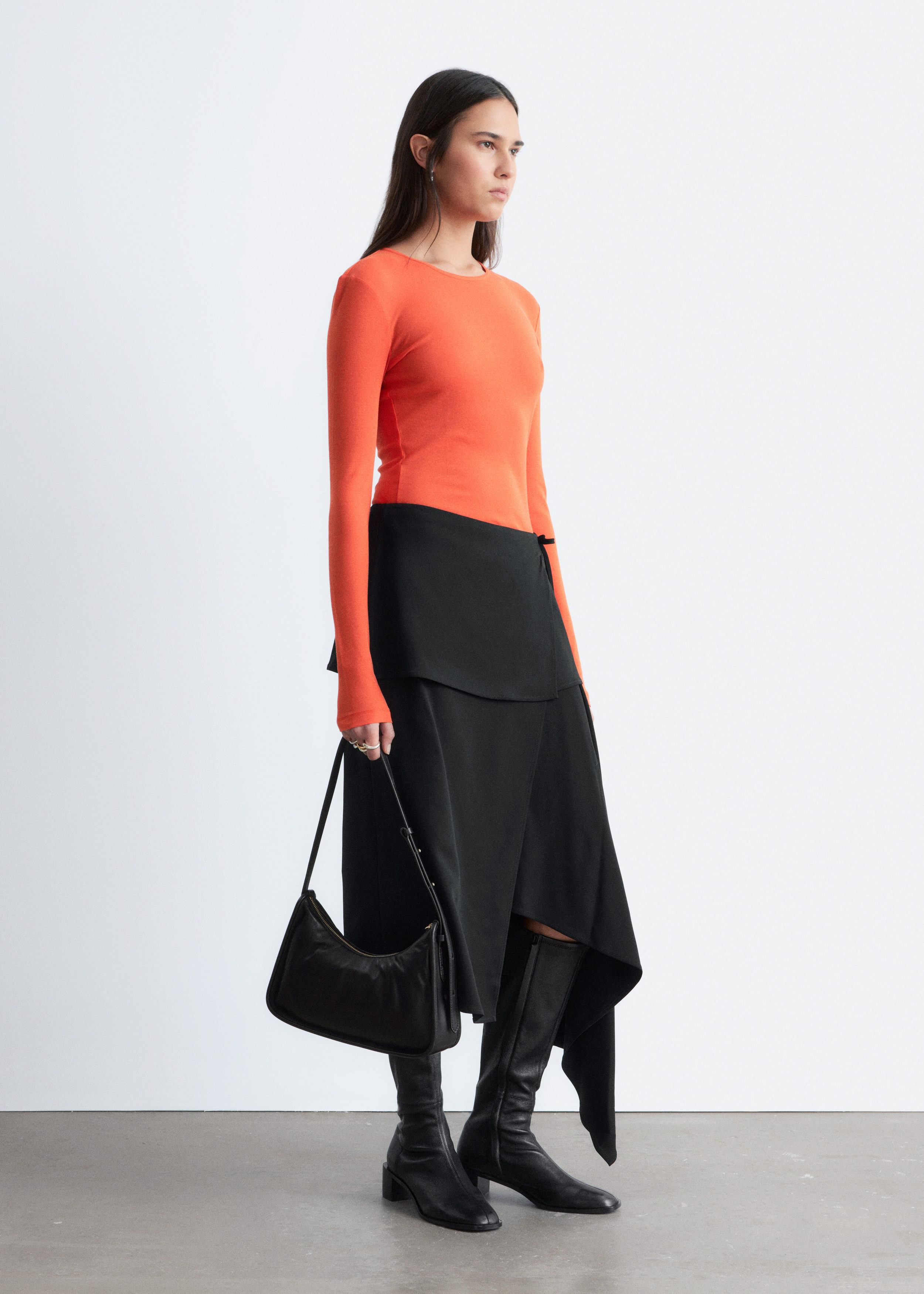 & Other Stories ASYMMETRIC WRAP MIDI SKIRT