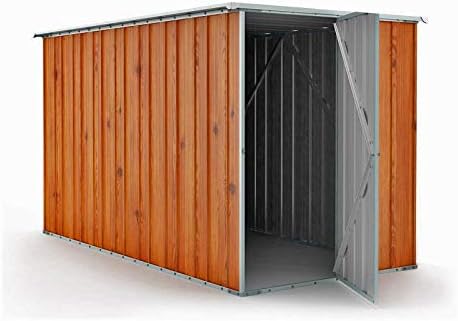 Notek Box in Acciaio Zincato Casetta da Giardino in Lamiera 1.75 x 3.07 m x h1.82 m - 95 kg – 5,4 Metri Quadri (Finitura Legno)