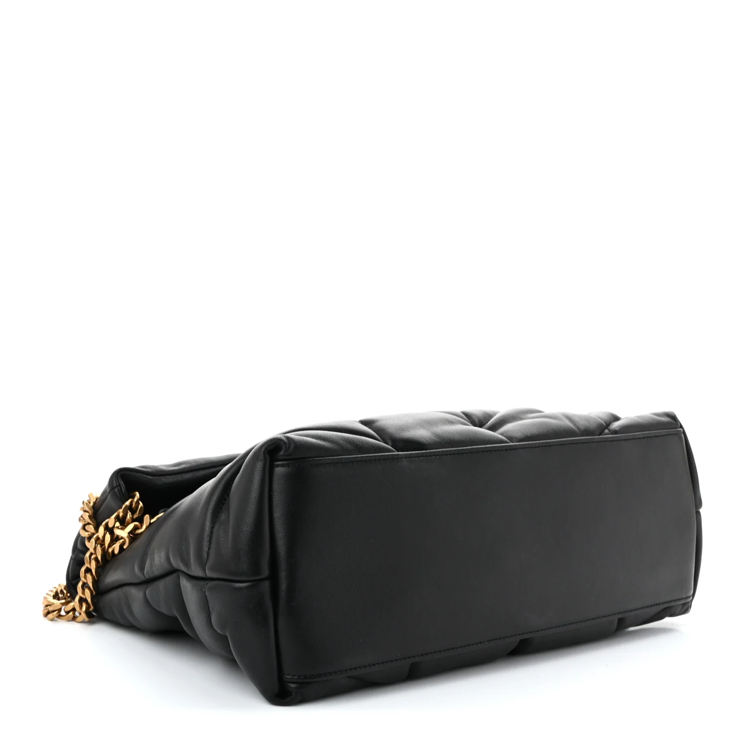 Lambskin Quilted Medium Loulou Puffer Monogram Chain Satchel Black - Top Club