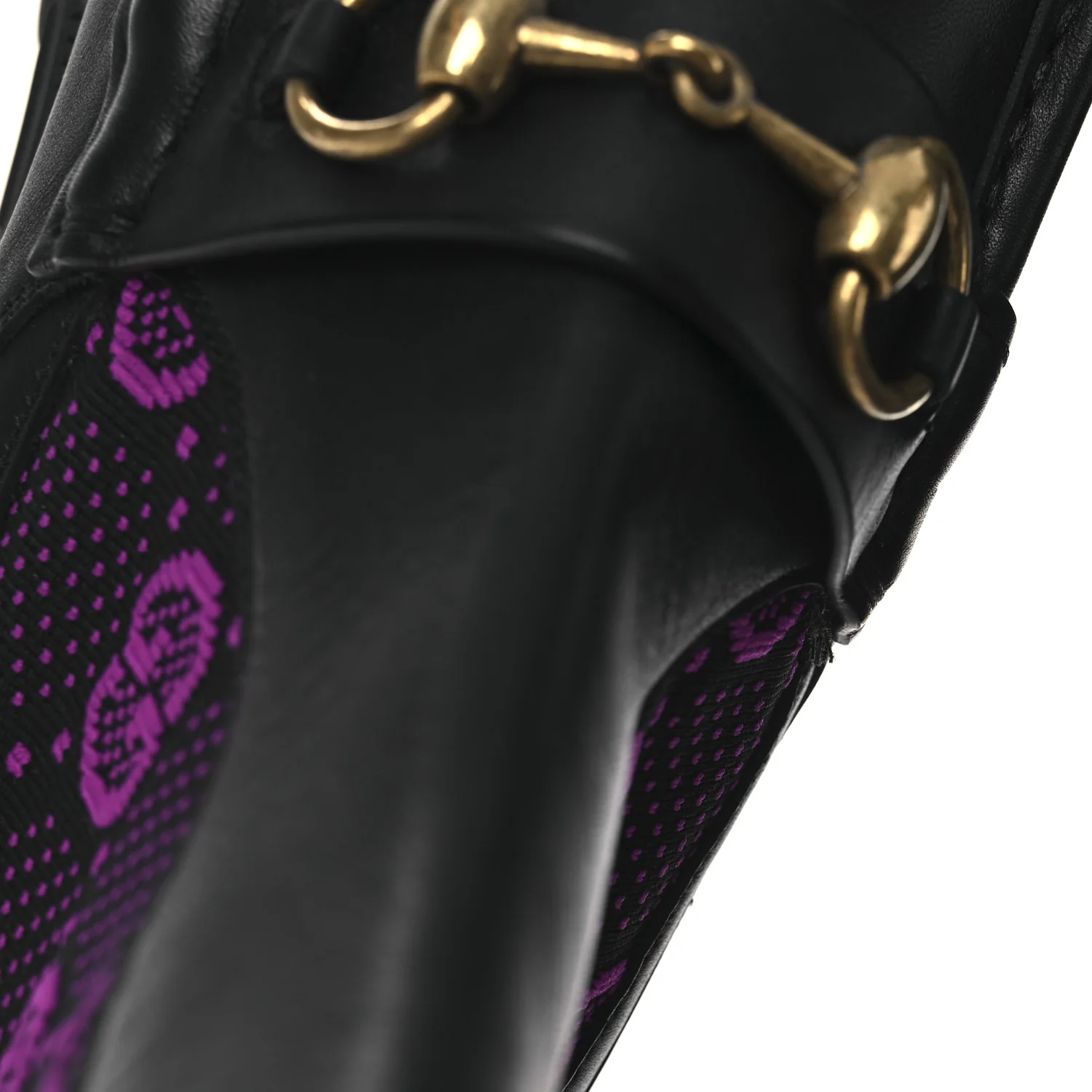 Quebec Calfskin Technical Jersey Knit GG Monogram Horsebit Ankle Boots 42 Black Fucsia - Top Club