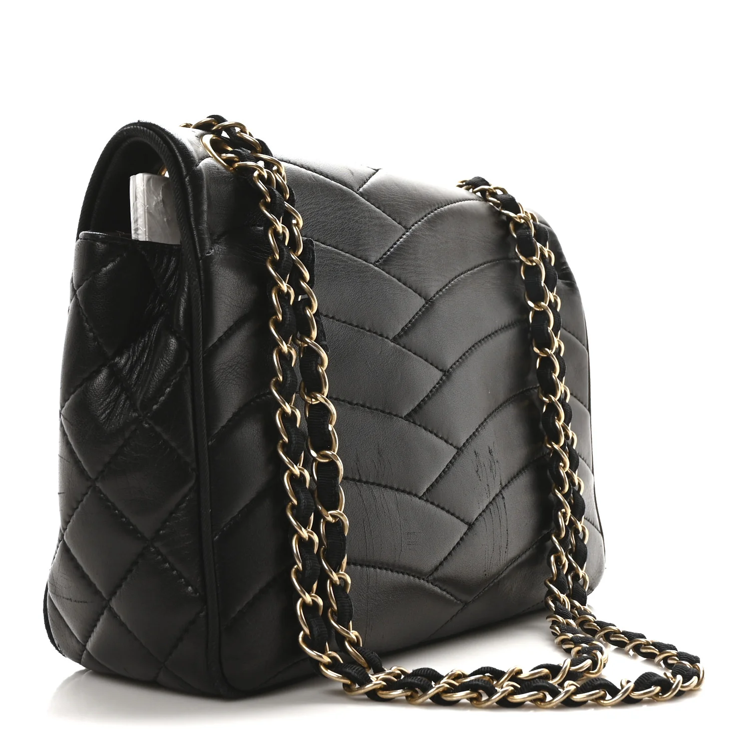 Lambskin Scallop Quilted Medium Pagoda Flap Black - Top Club