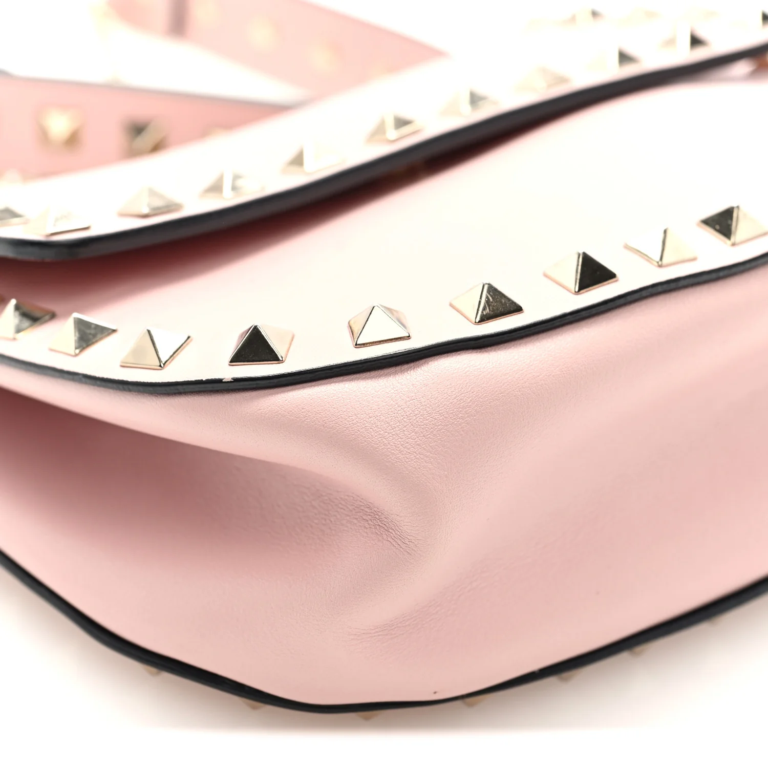 Vitello Rockstud Crossbody Saddle Bag Water Rose - Top Club
