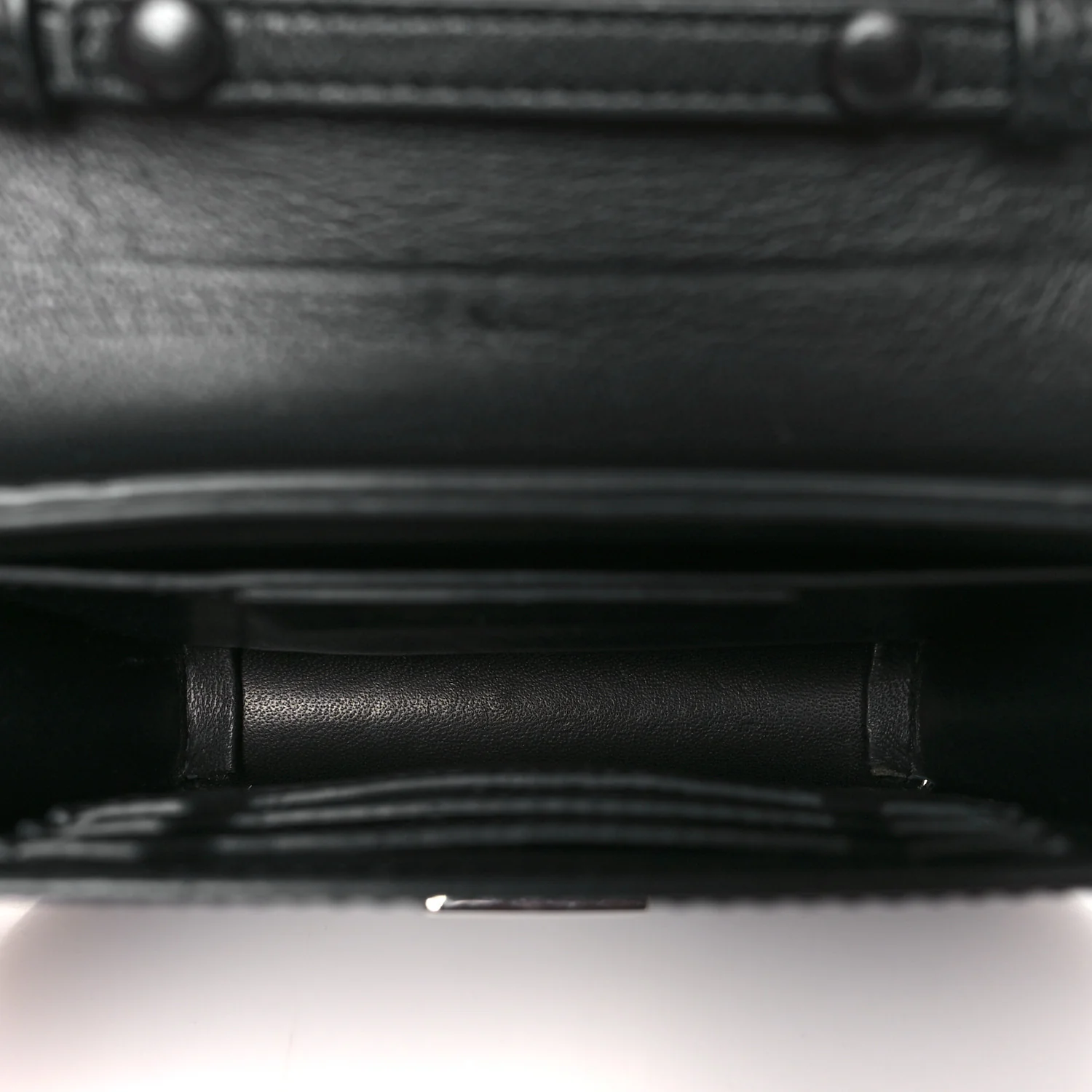 Calfskin Bow Cut Chain Wallet Black - Top Club