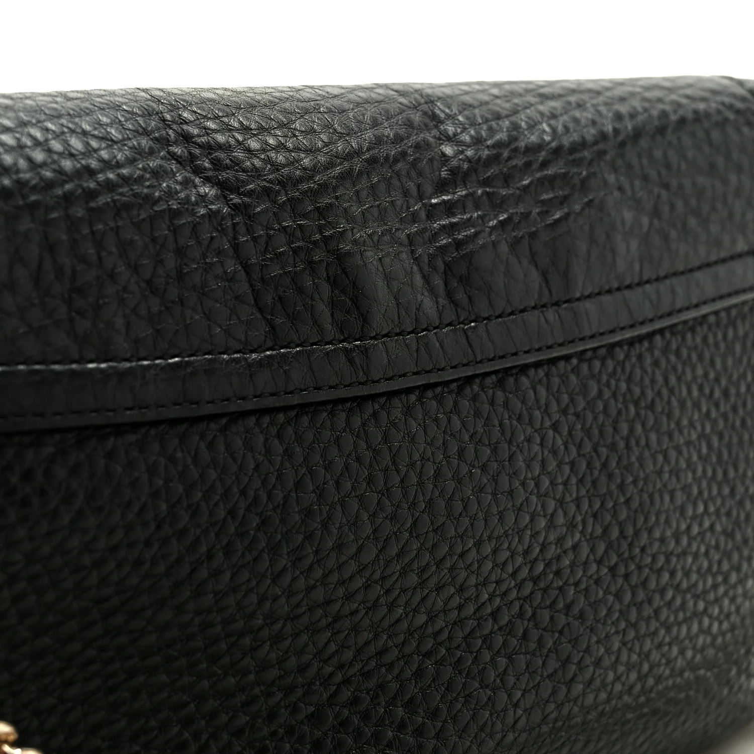 Pebbled Calfskin Medium Soho Flap Crossbody Black - Top Club