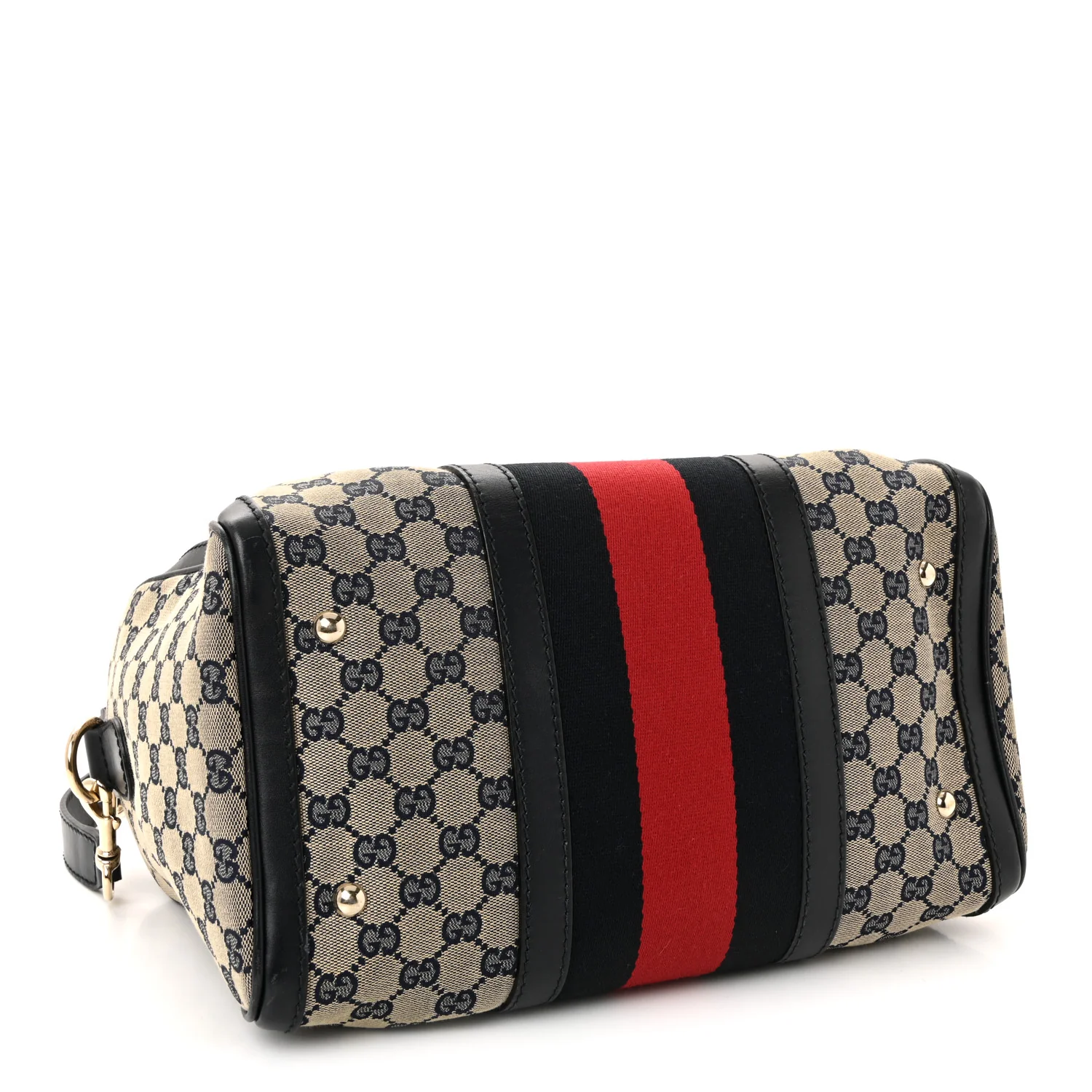 Monogram Selleria Calfskin Vintage Web Medium Boston Beige Blue - Top Club