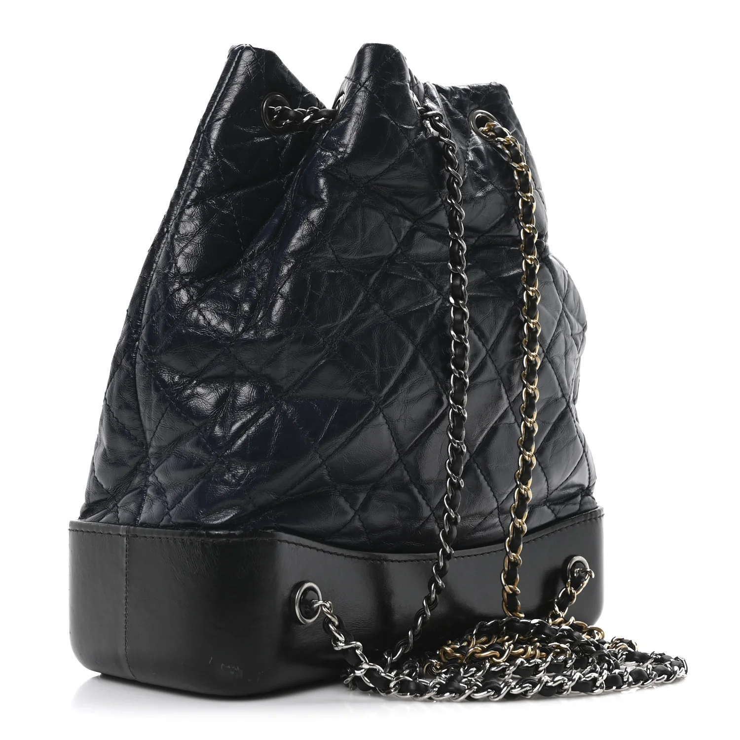 Aged Calfskin Quilted Small Gabrielle Backpack Blue Black - Top Club