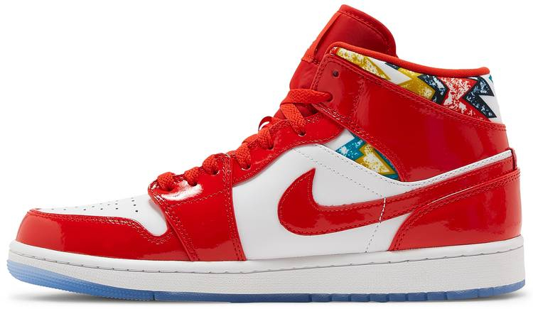 Air Jordan 1 Mid Gets Swathed in Geometric Prints DC7294-600 - Sneaker Replica Workshop