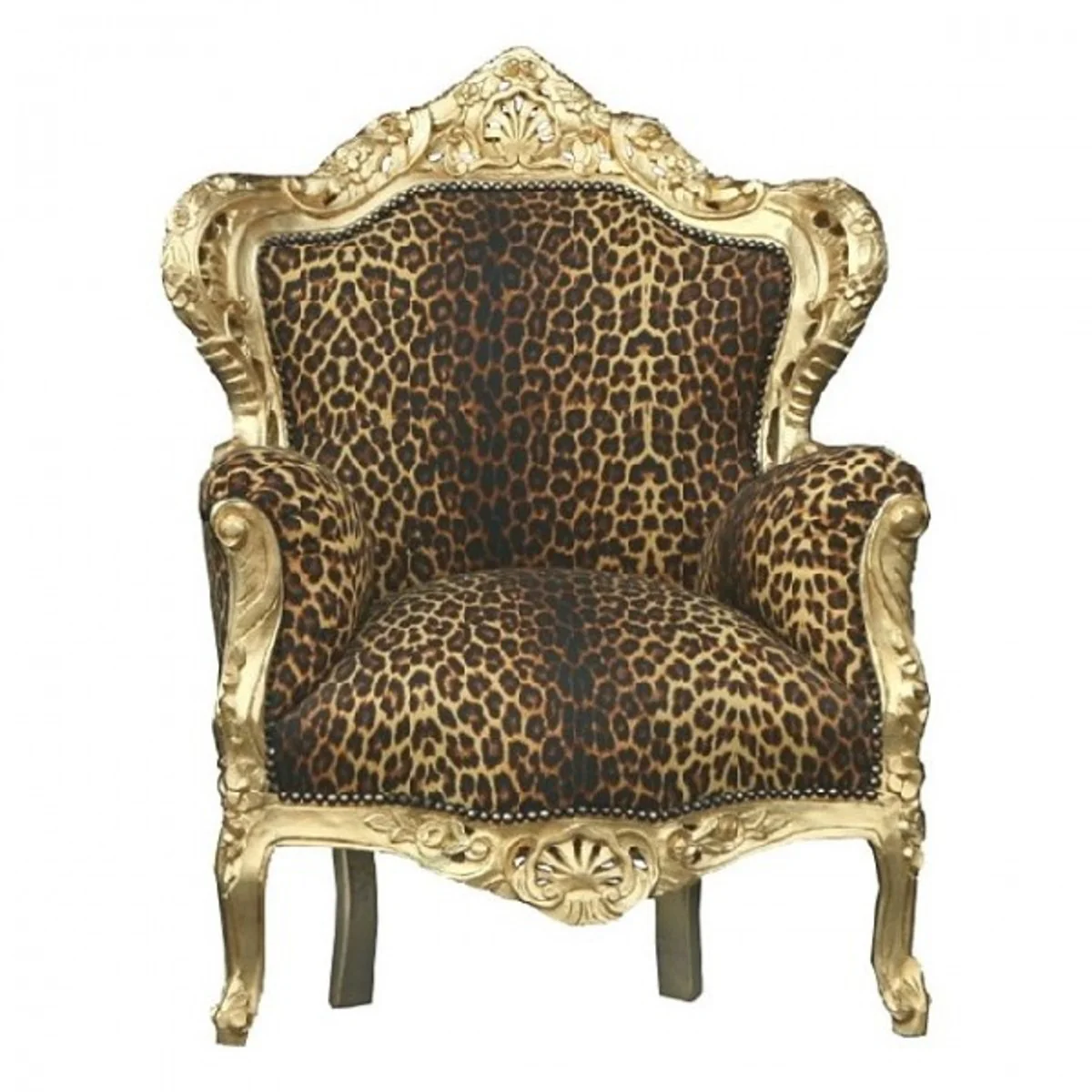 Baroque armchair King Leopard / Gold - luxury antique style furniture