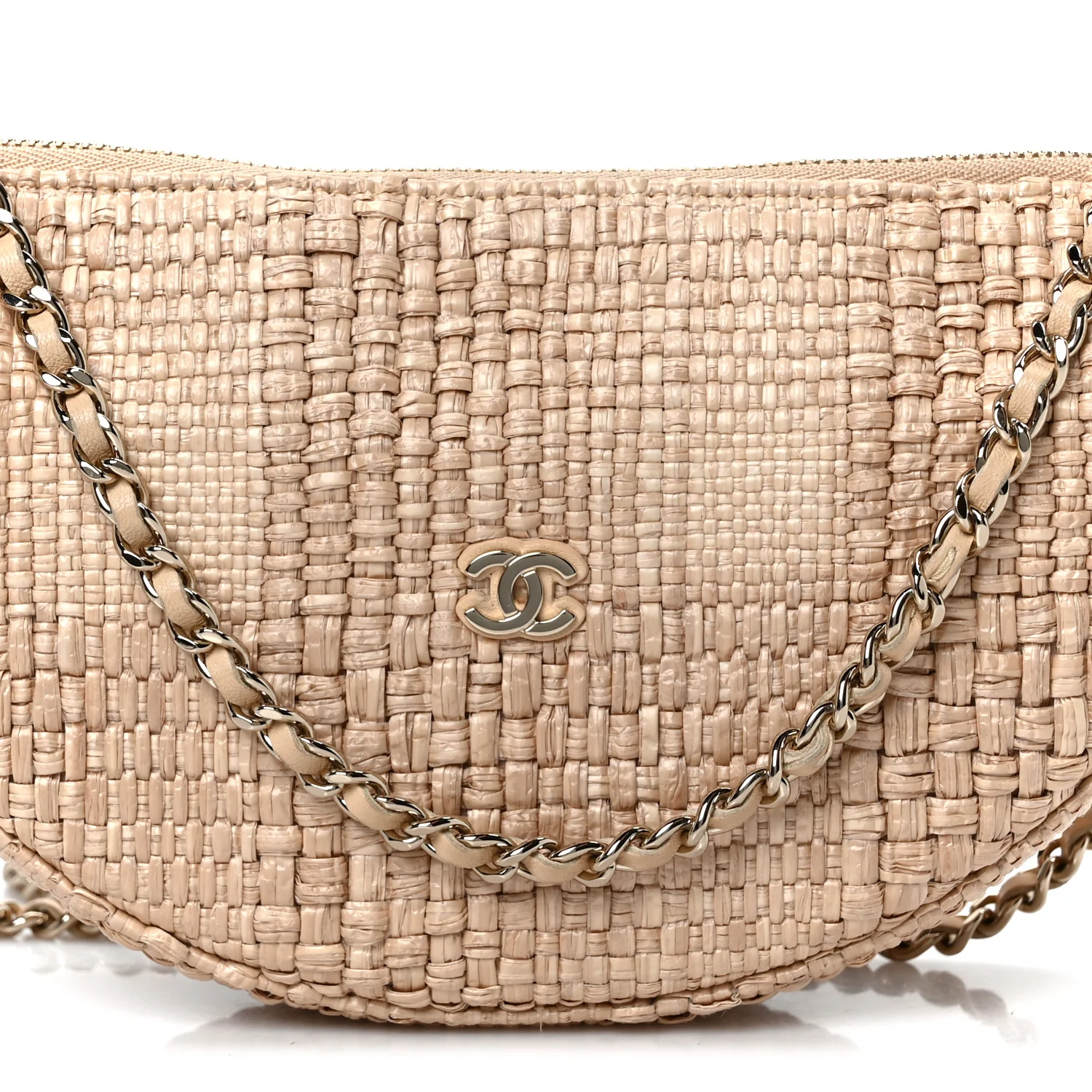 Raffia Other Shape With Chain Beige - Top Club
