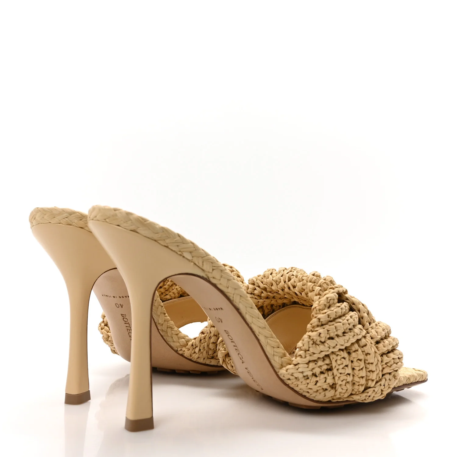 Raffia Intrecciato Lido Mule 90 Sandals 40 Cane Sugar - Top Club