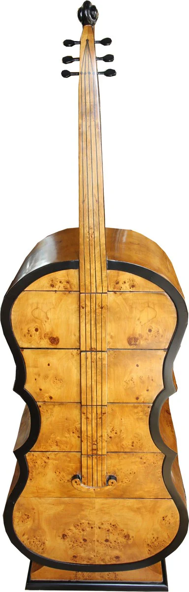 Art Deco drawer cabinet bird's eye maple in bass instrument design - handmade - Biedermeier furniture
