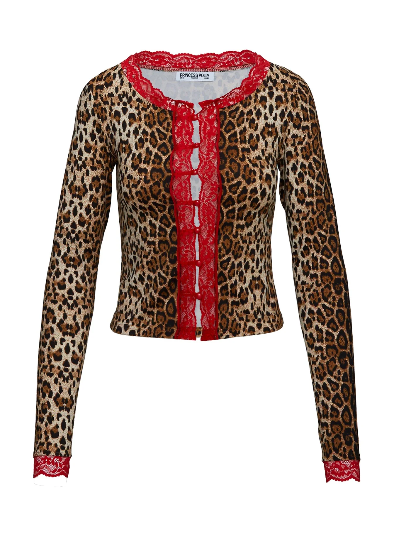 Pour It Up Long Sleeve Button Detail Top Leopard