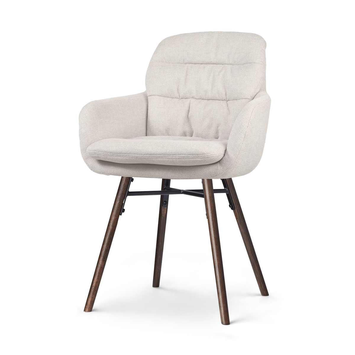 Eetkamerstoel Nena-mia beige - walnoot houten onderstel