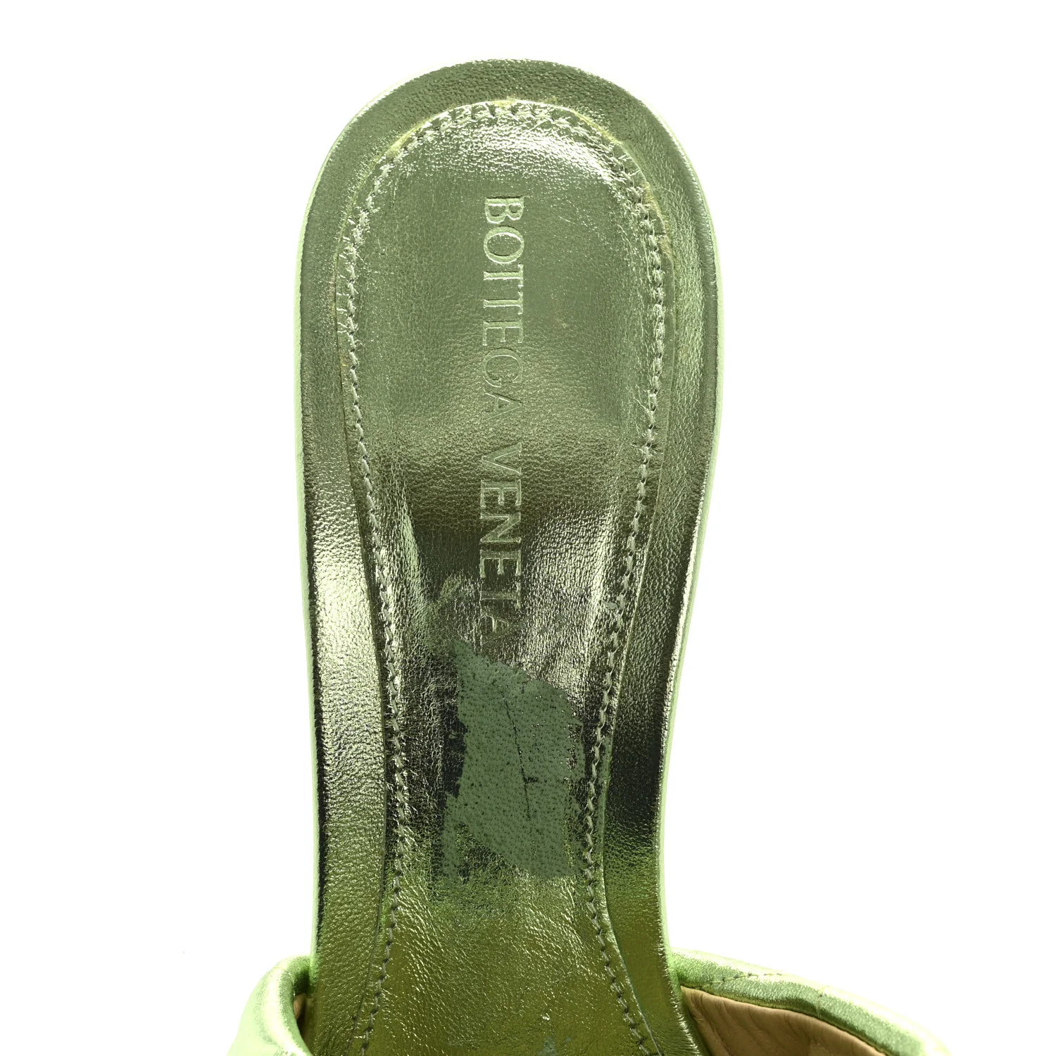 Metallic Nappa Reflection Matelasse Padded Mule Sandals 37.5 Pistachio - Top Club