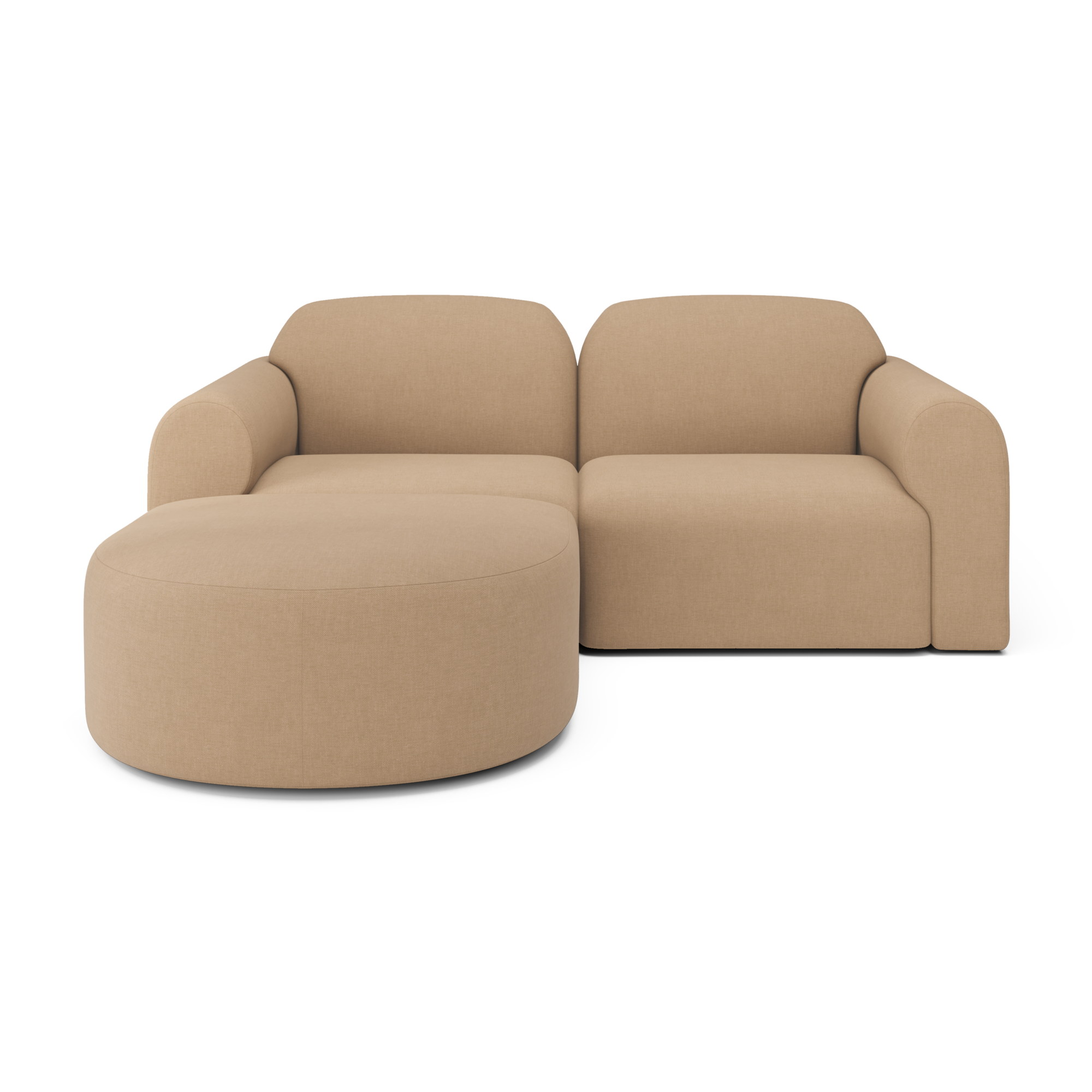 2-zitsbank Bulky met hocker rond light sepia