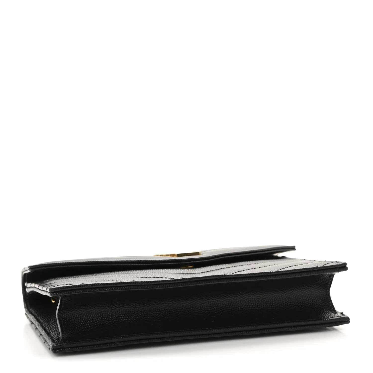 Grain De Poudre Matelasse Chevron Monogram Envelope Chain Wallet Black - Top Club