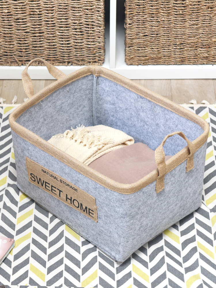 Custom Felt Storage Basket with Small Barrel Toy Firewood Bag Sundries Cooler Handmade Felt for Comfortable Home Organization