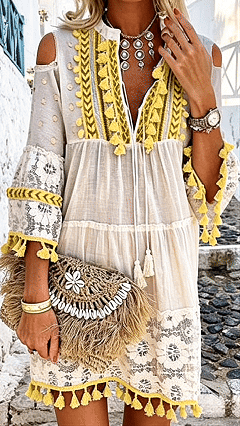 Women's Bohemian Tassel Cotton-Blend Dress - Nordfashionstorm - Women's Clothing, Fashion for You - Nordfashionstorm.com