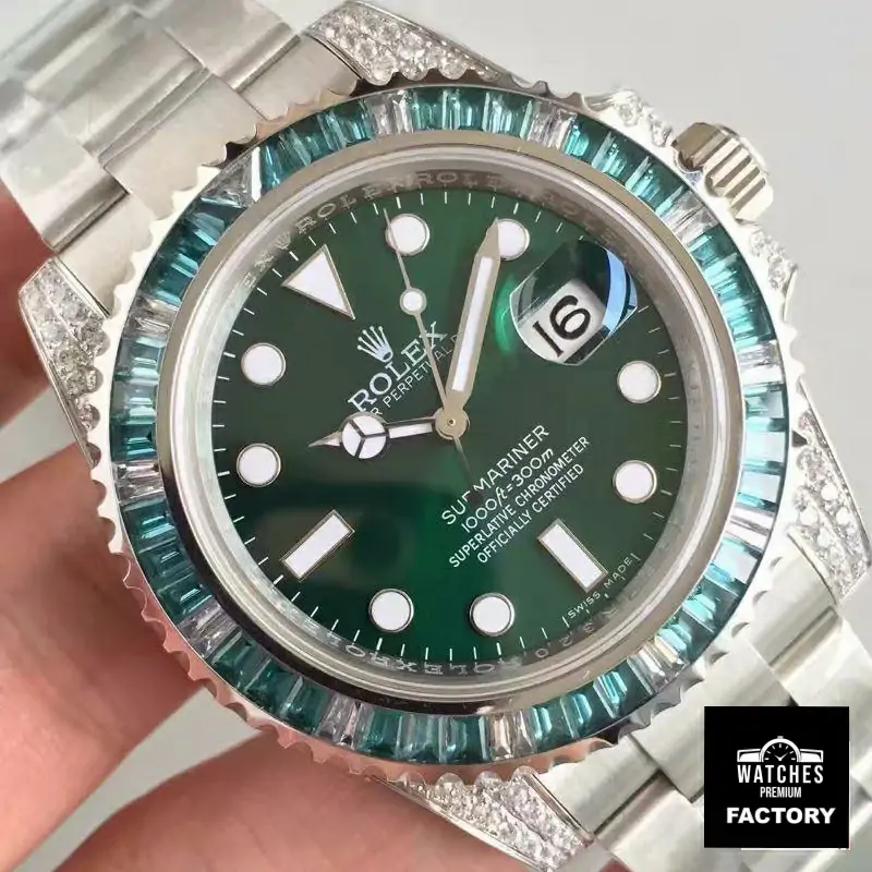 Rolex Submariner Date 116610LV Noob Factory V9 Green Dial Diamond
