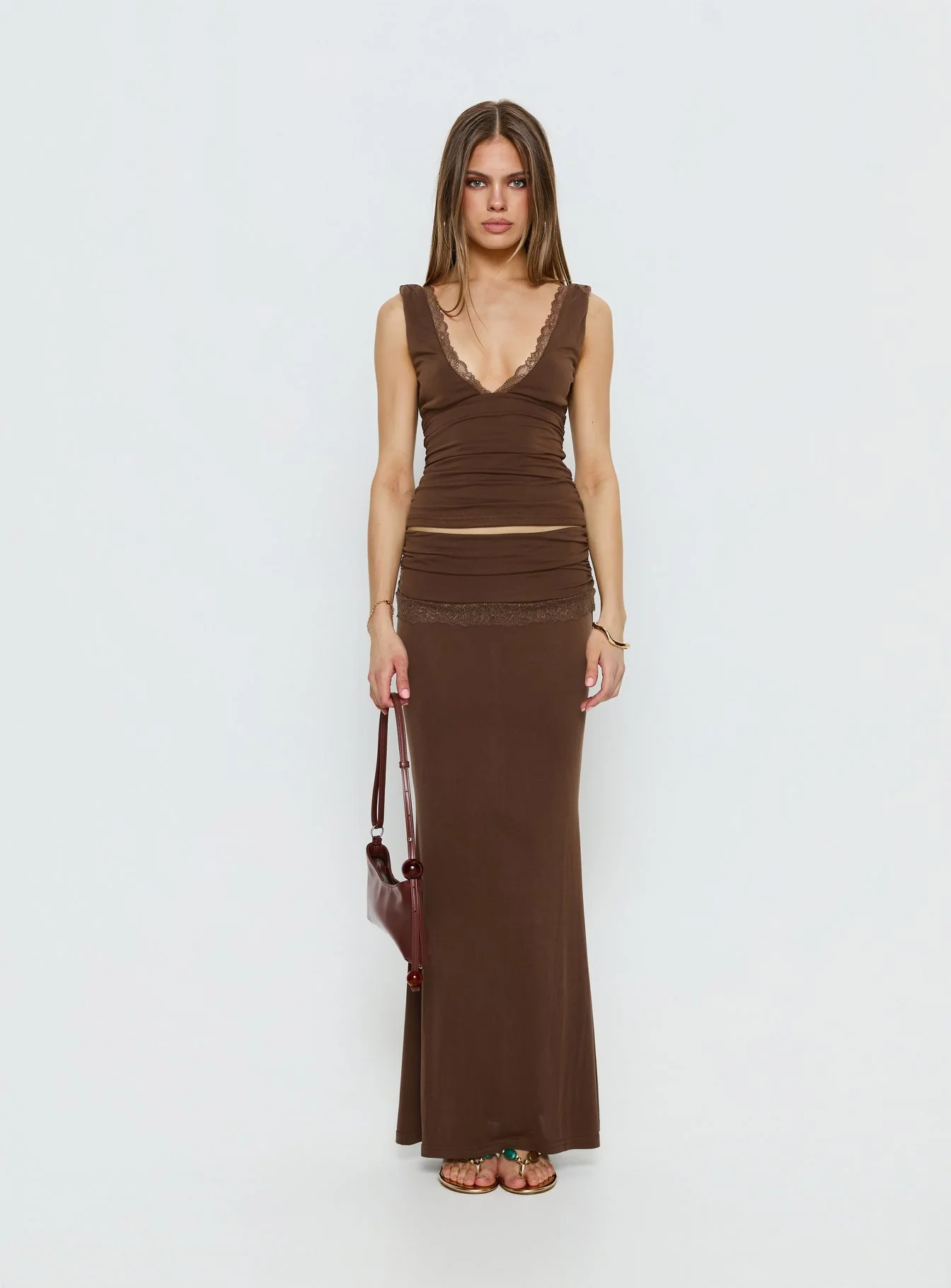 Zespri Jersey Maxi Skirt Brown