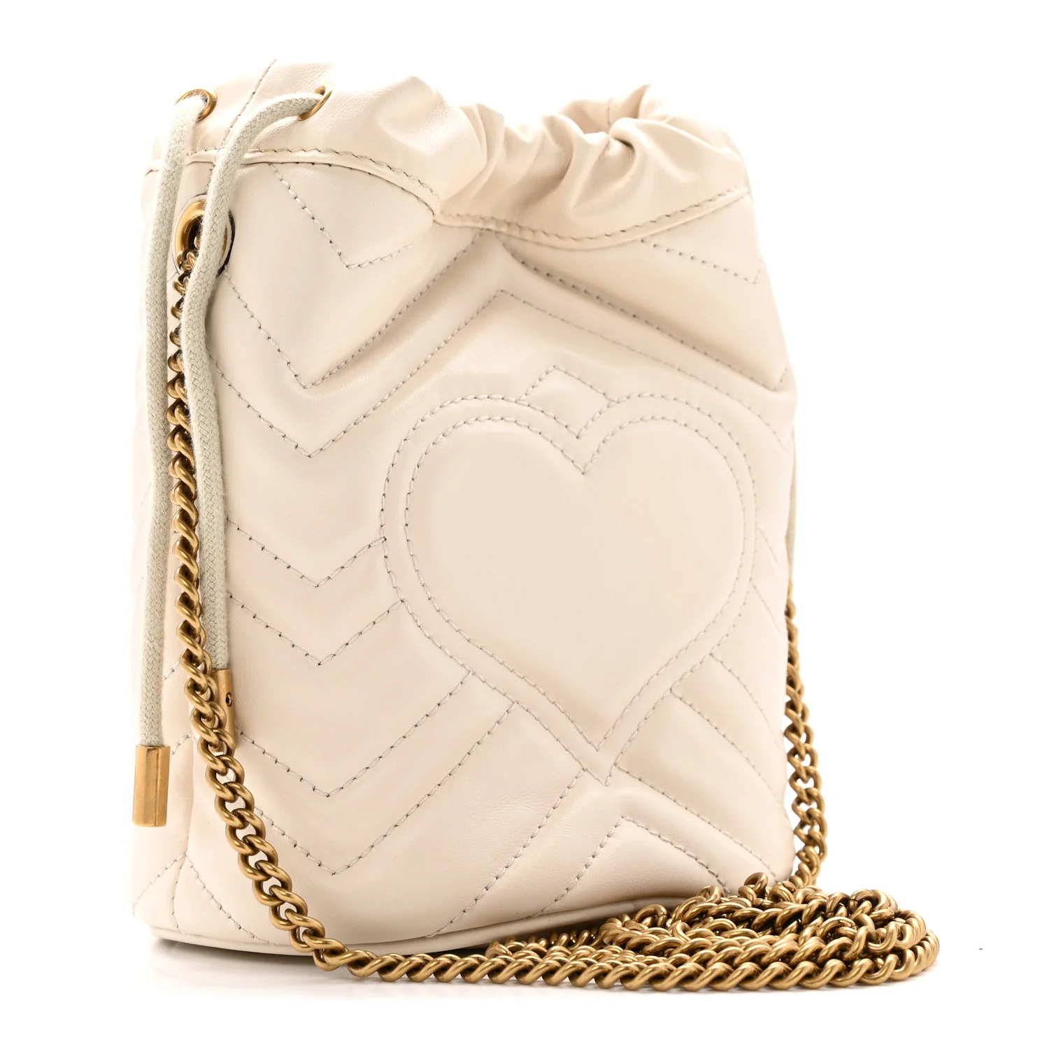 Calfskin Matelasse Mini GG Marmont 2.0 Bucket Bag White - Top Club