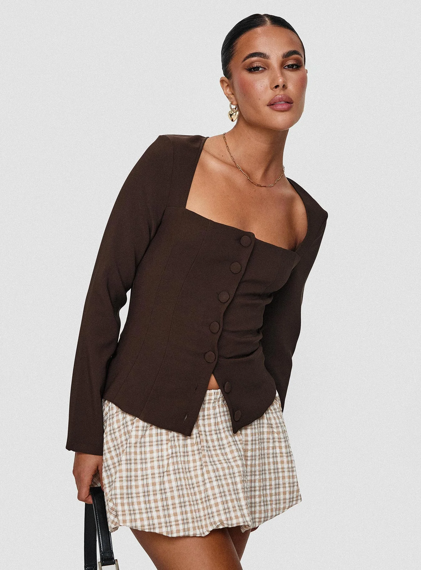 Gaskin Long Sleeve Top Brown