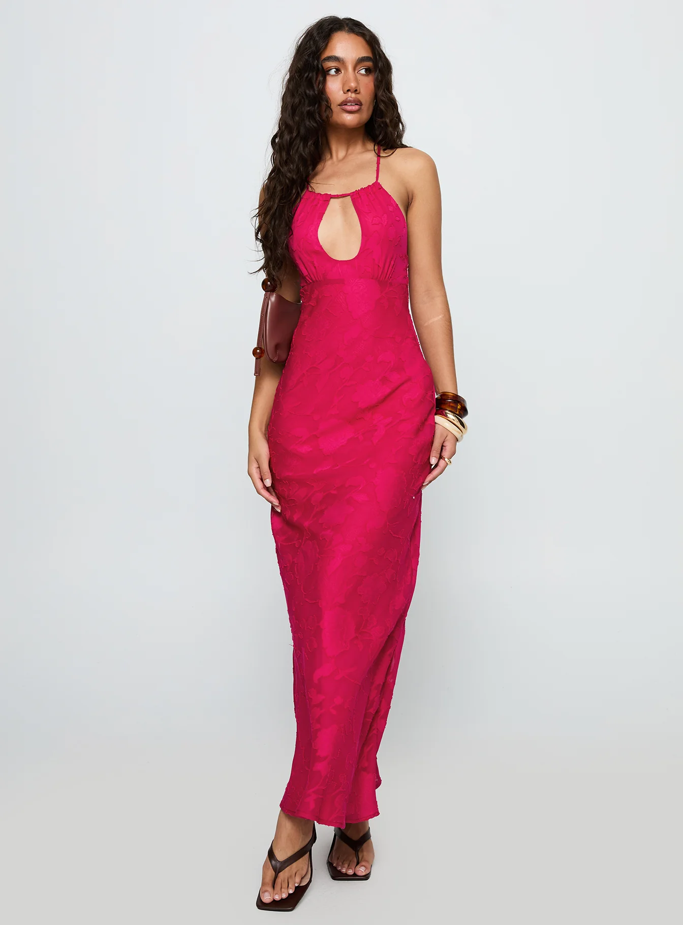 Magnetic Halter Maxi Dress Hot Pink