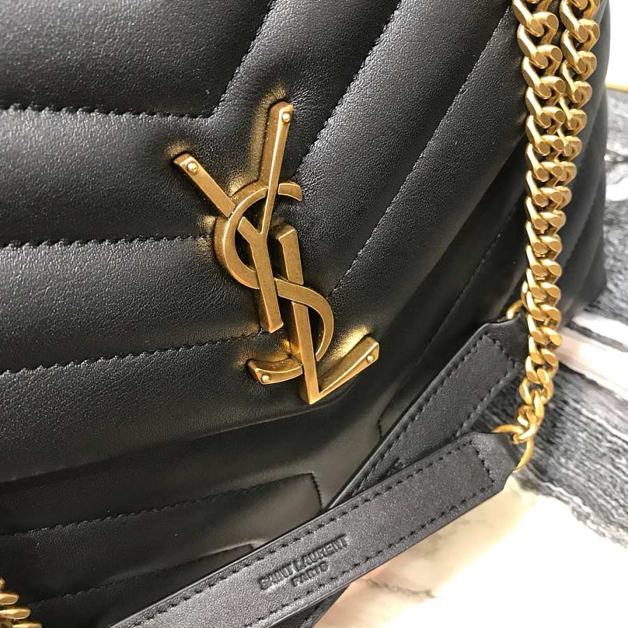 YSL Medium 32 Loulou Bag Black in Gold 32x22x11cm - Top Club