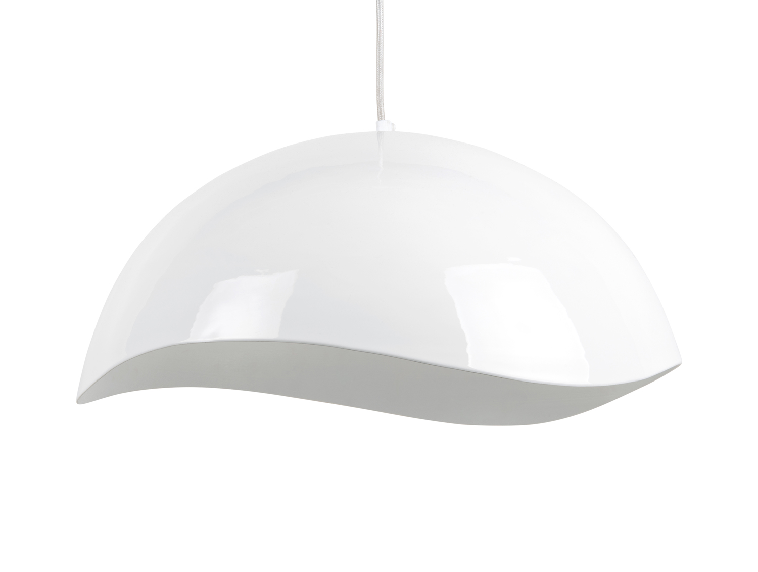 Pendant lamp Waved large enamel white