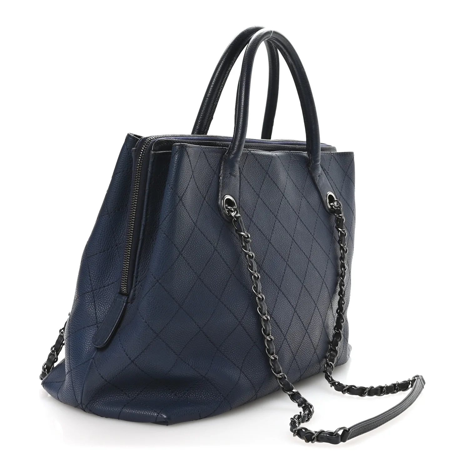 Grained Vegetal Calfskin Urban Shopping Tote Blue - Top Club
