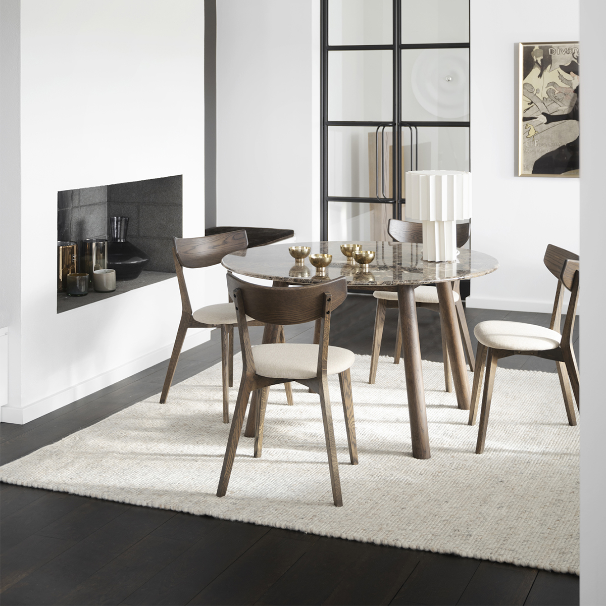 Eetkamerstoel eikenhouten Ami Donker eiken - beige