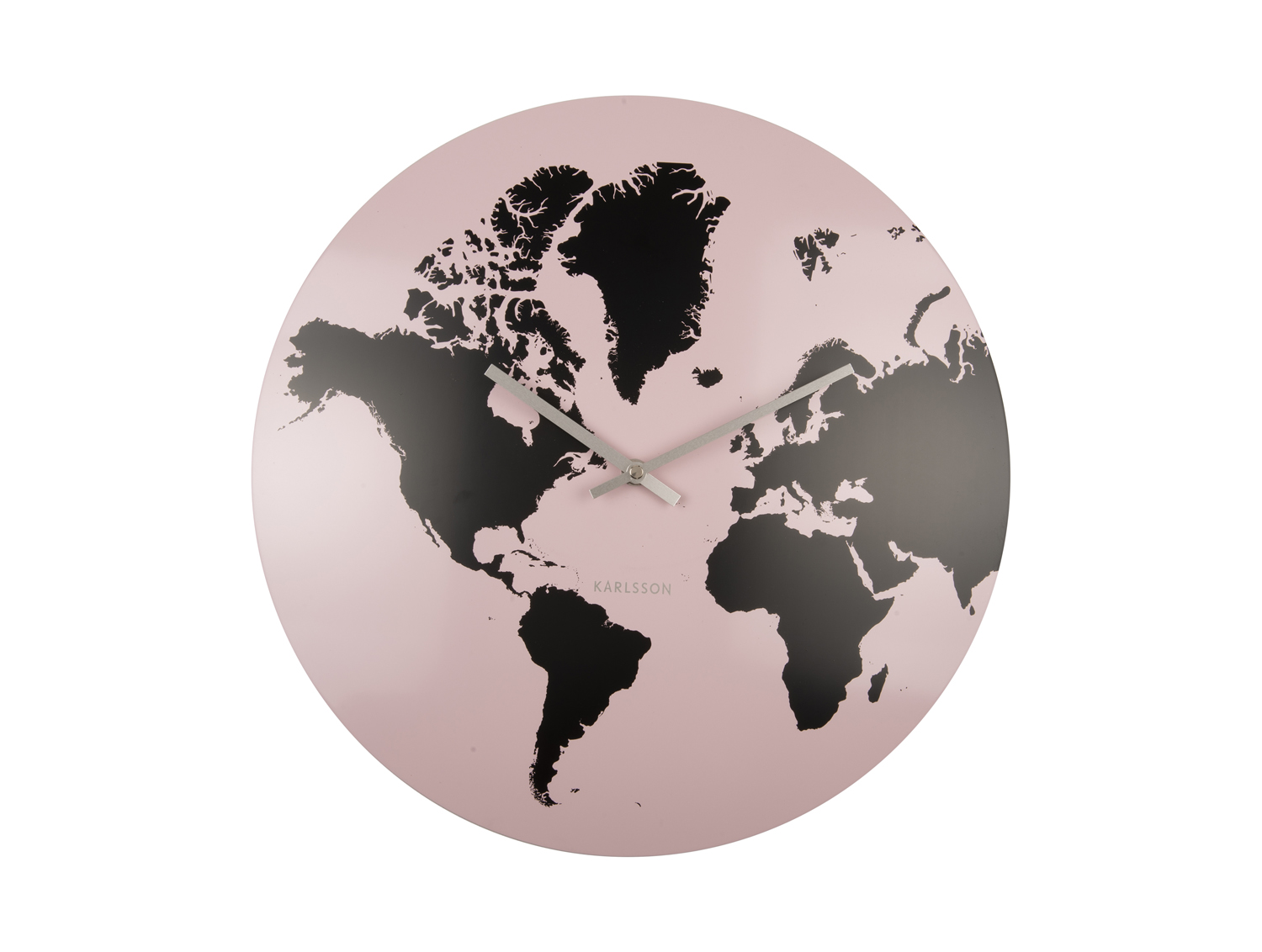 Wall clock World Map iron soft pink