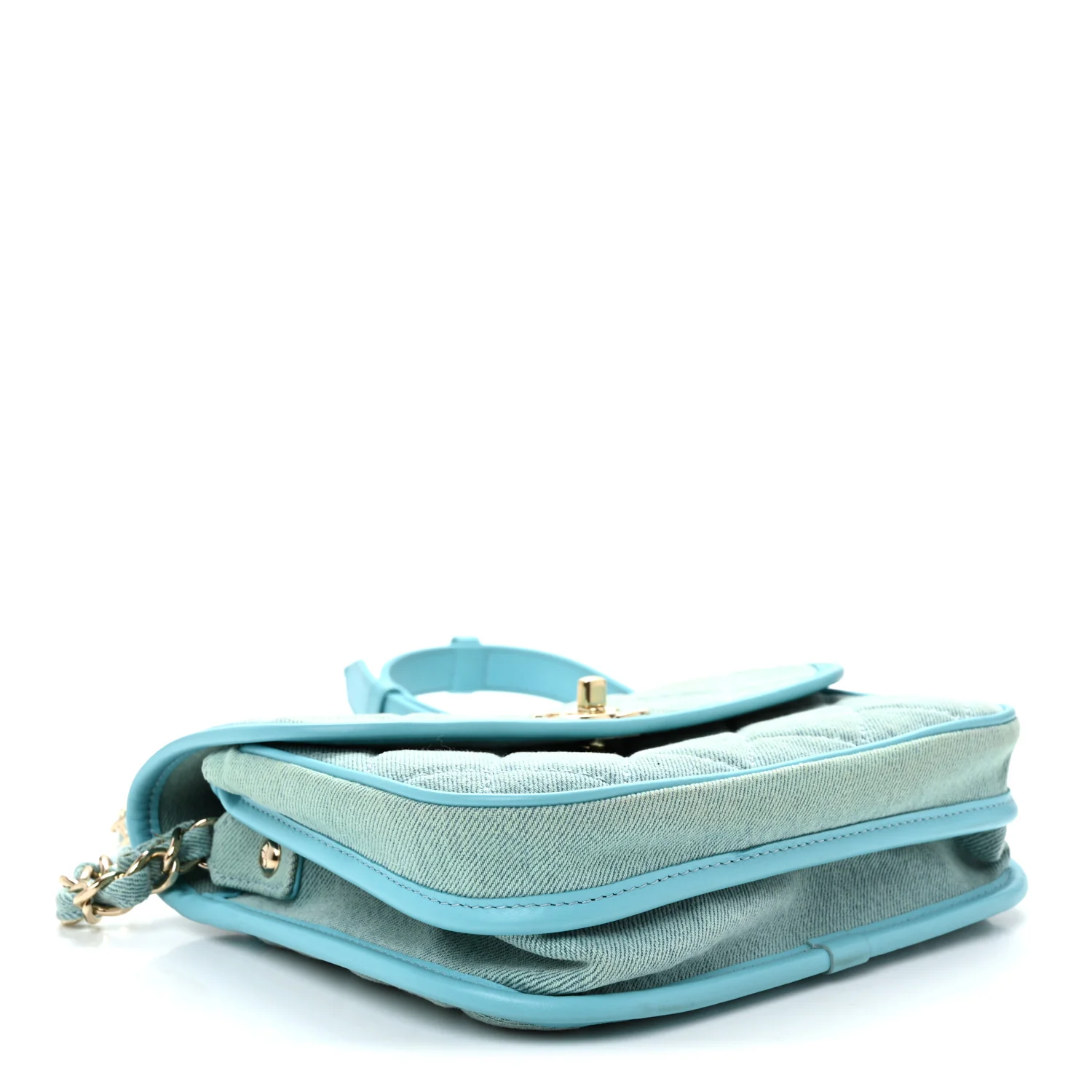 Denim Quilted Small Messenger Flap Neon Blue - Top Club