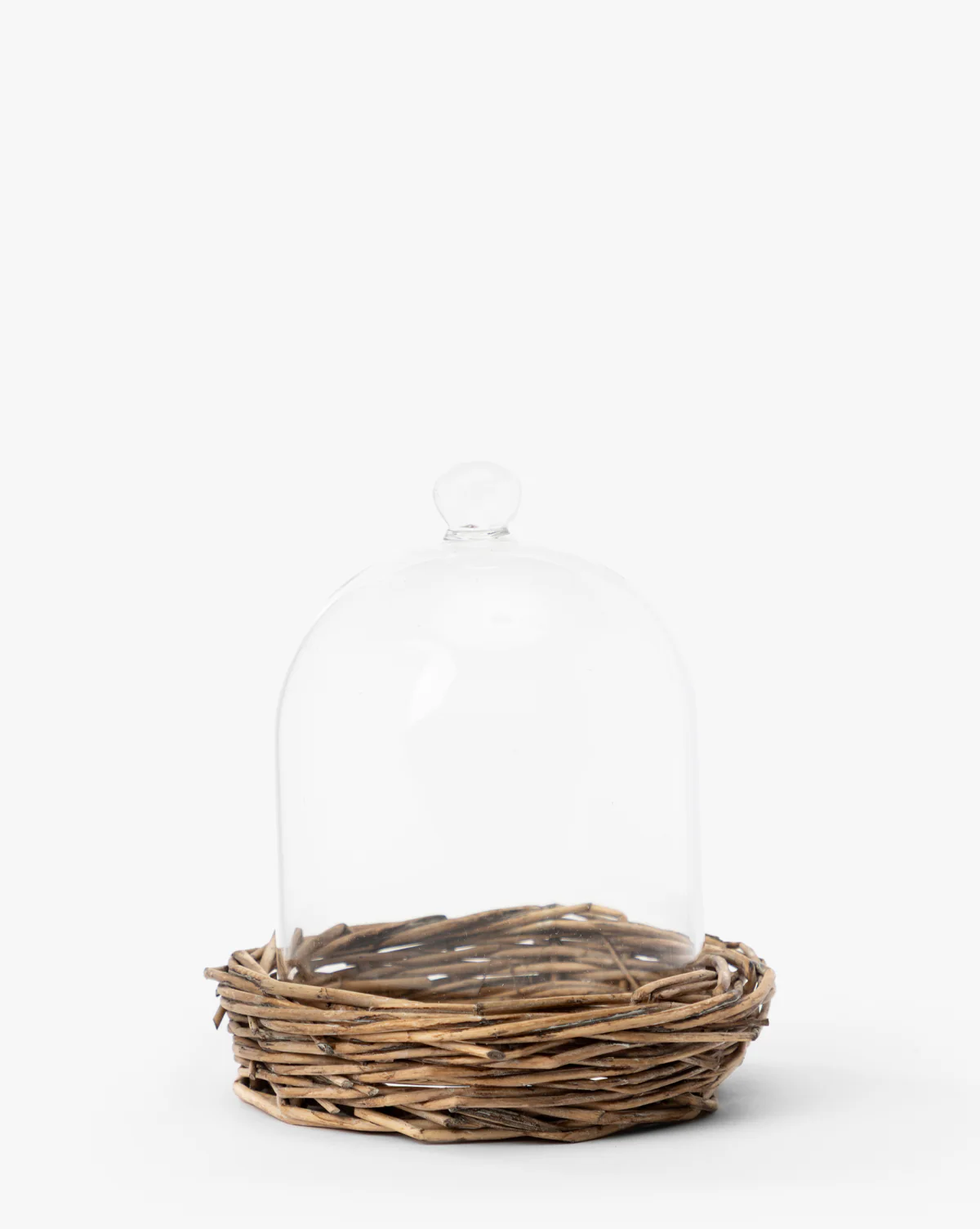 Glass Cloche with Woven Base