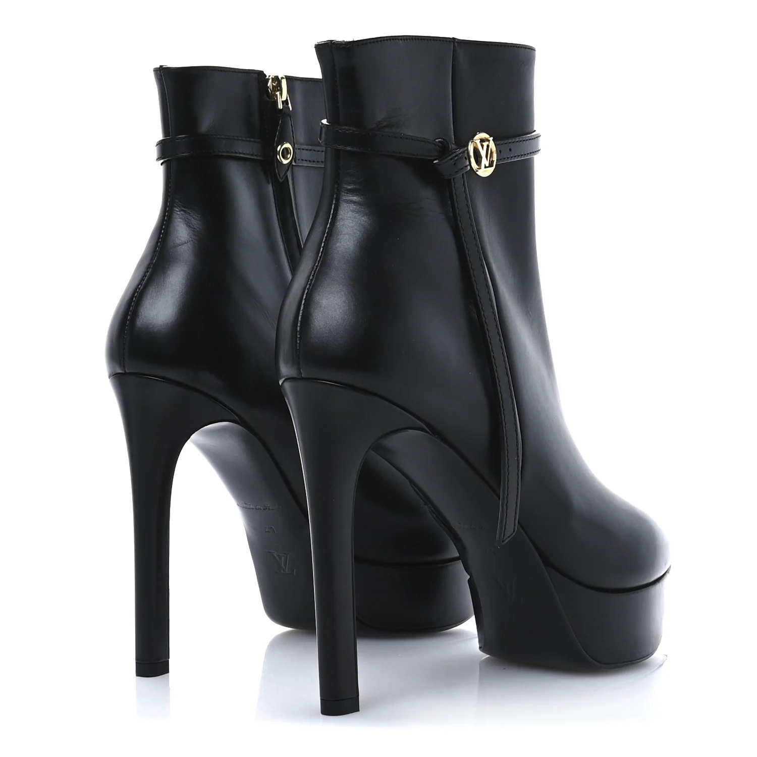 Calfskin LV Roxy Platform Ankle Boots 41 Black - Top Club