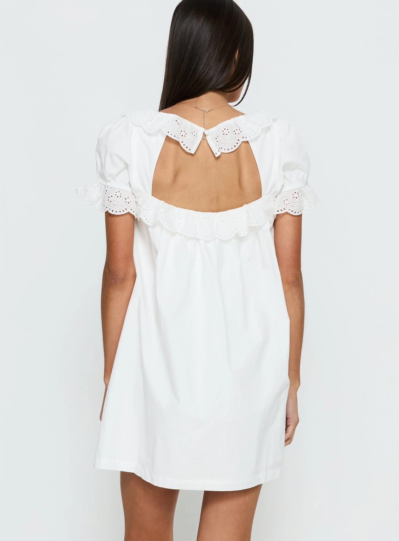 Trinka Frill Collared Mini Dress White