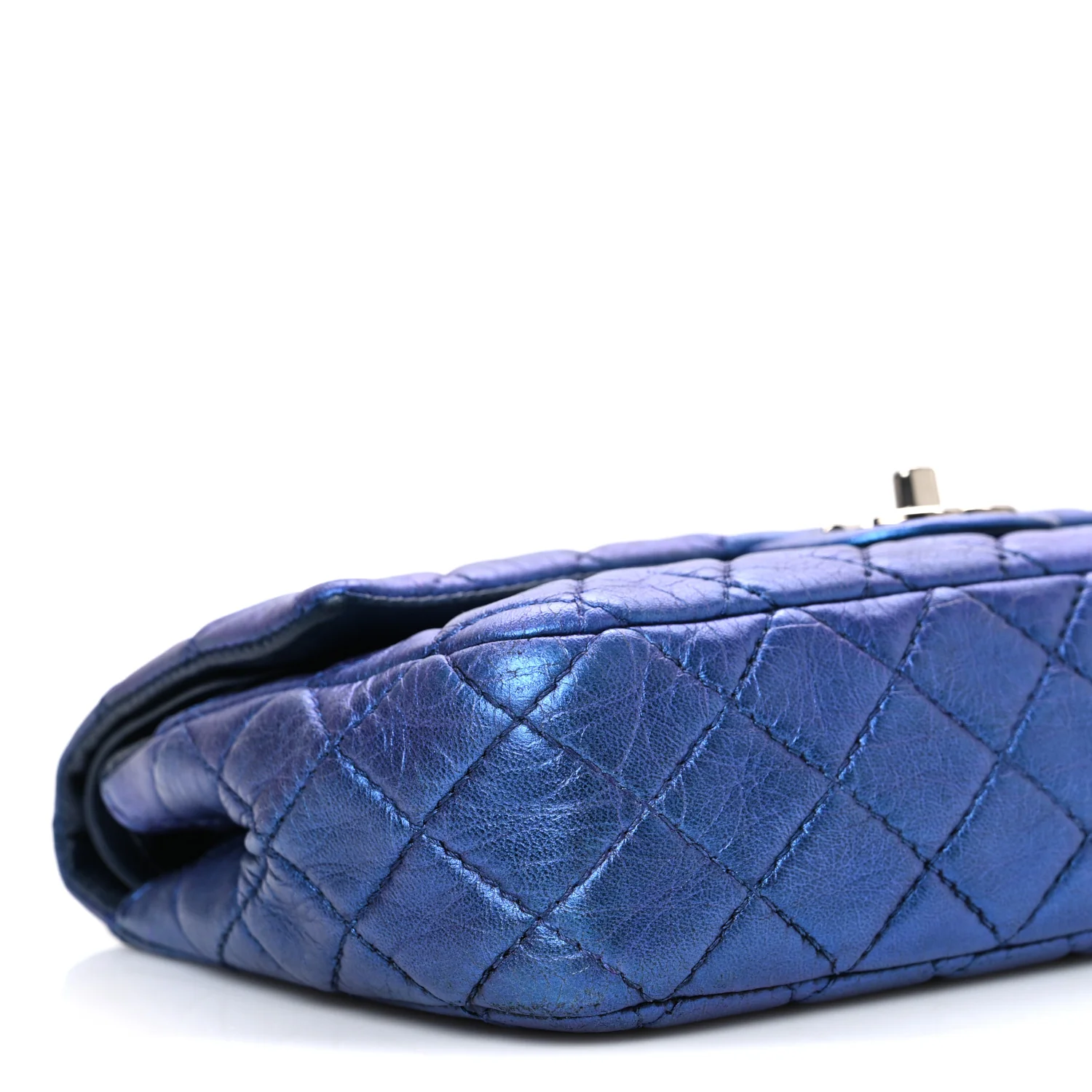 Metallic Lambskin Quilted Medium Double Flap Turquoise - Top Club