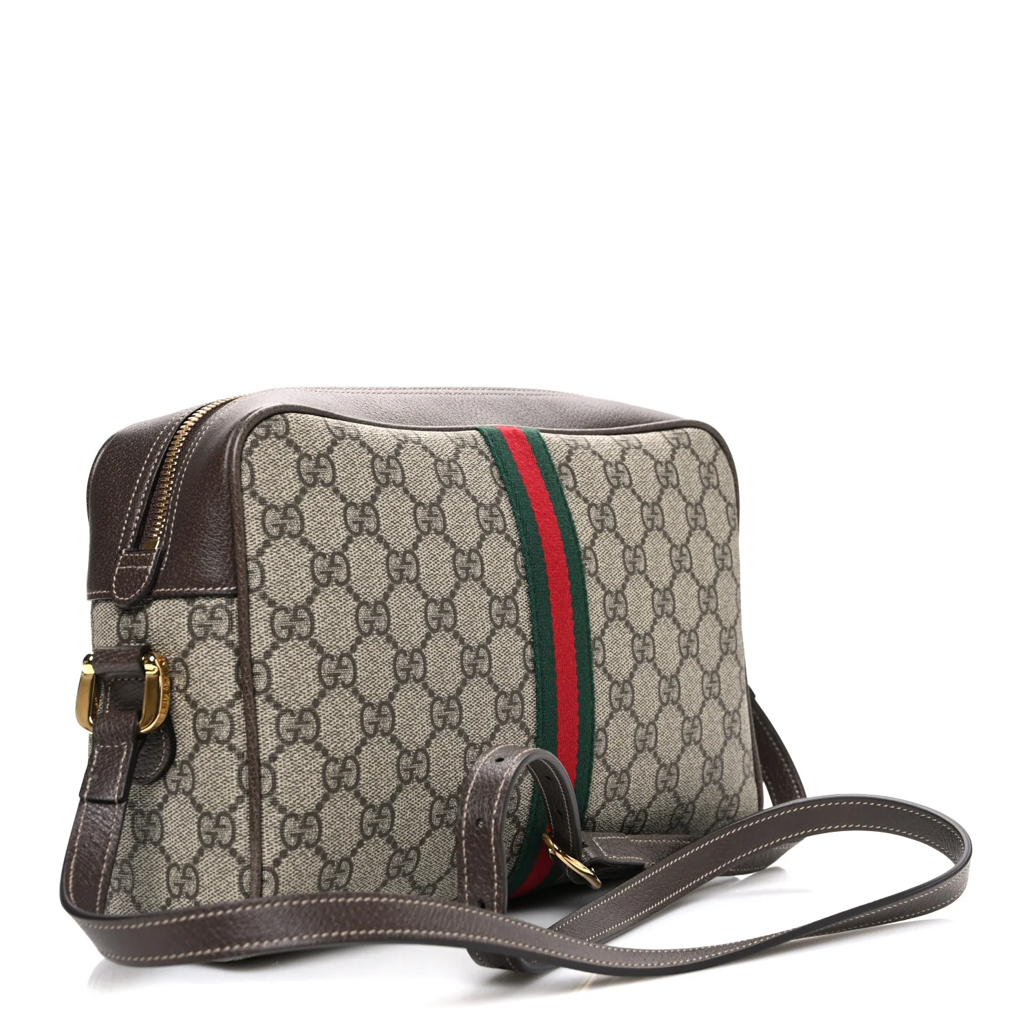 GG Supreme Monogram Web Small Ophidia Shoulder Bag Brown - Top Club