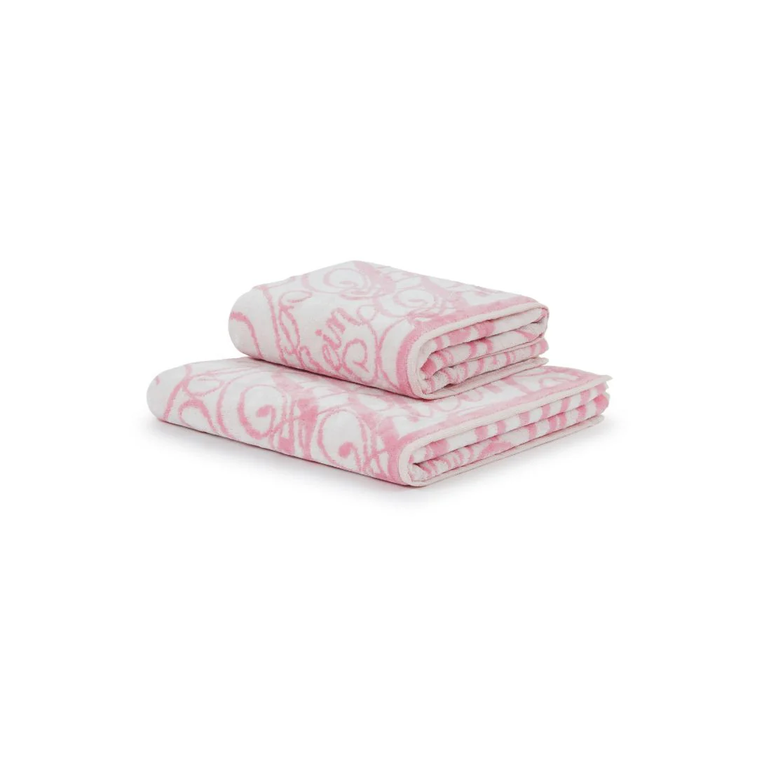Asciugamano Con Ospite In Spugna Script 40X60+60X100 Rosa Philipp Plein