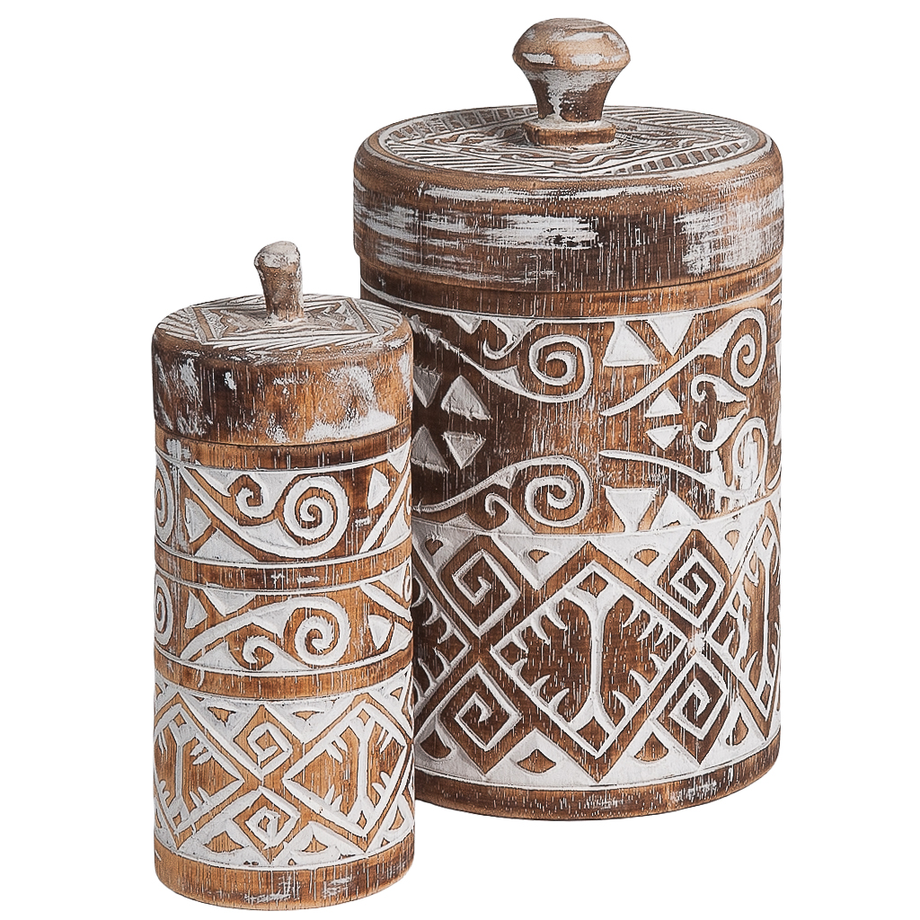 Voorraadpot Borneo burned/wit L
