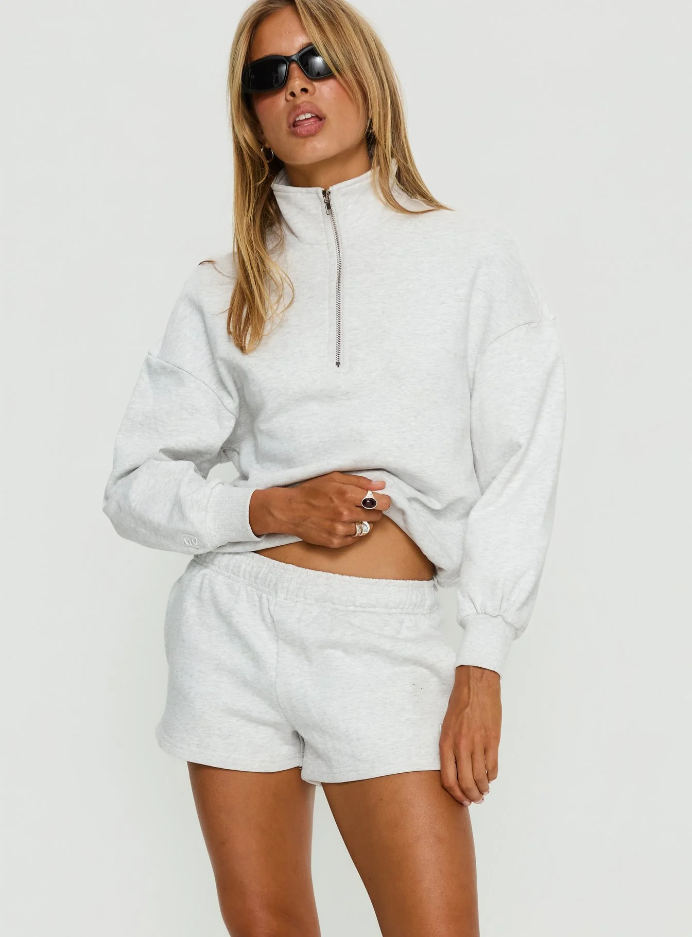 Haelie Fleece Shorts Grey Marle