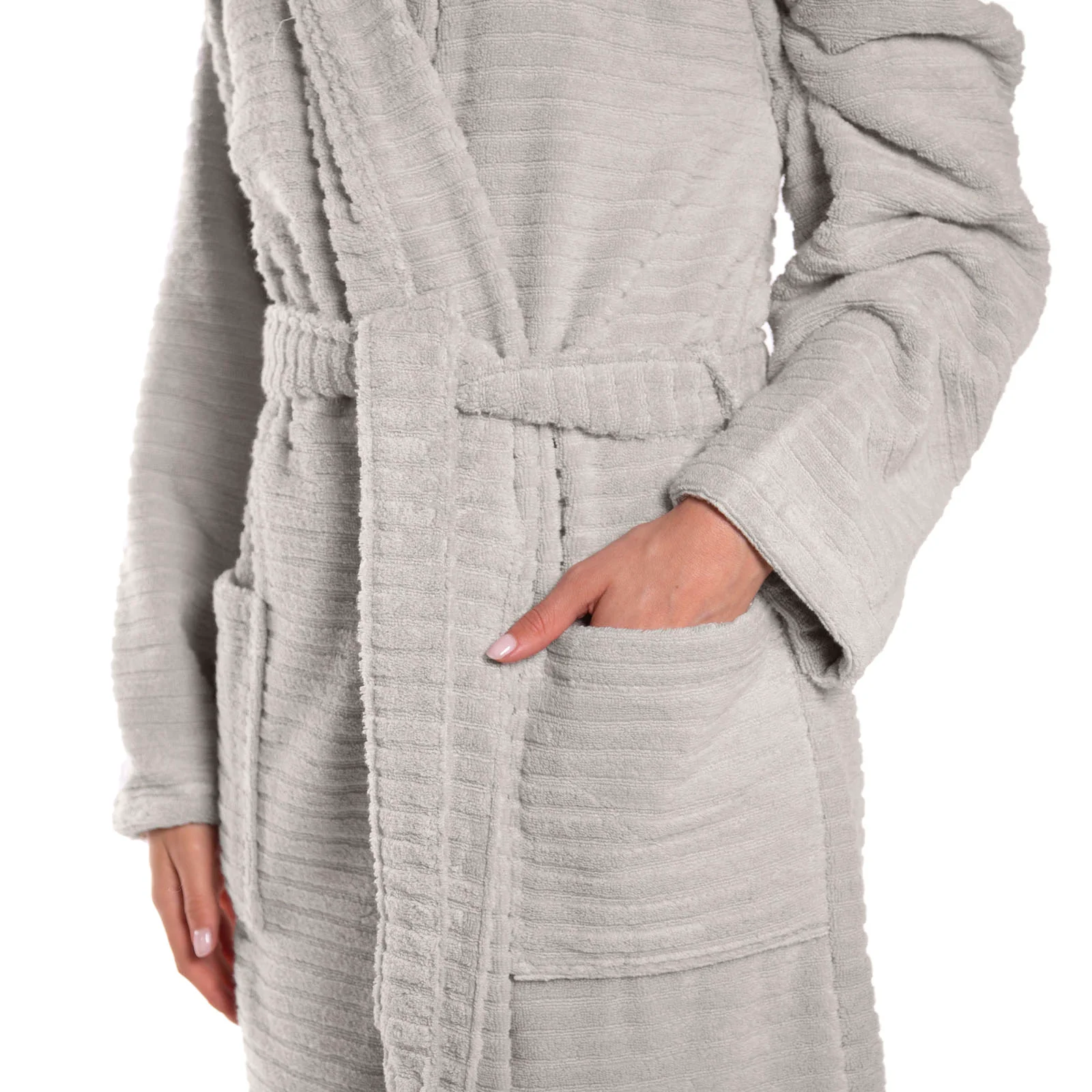 Accappatoio Con Cappuccio In Cotone Stripe Xl/Xxl Naturale Spugnissima