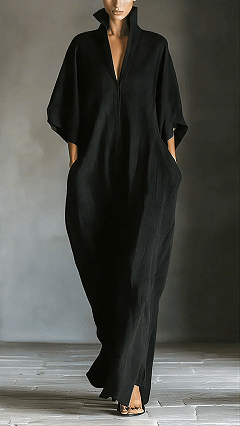 Women's Bamboo Fiber Stand Collar V-Neck Loose Caftan - Nordfashionstorm - Women's Clothing, Fashion for You - Nordfashionstorm.com