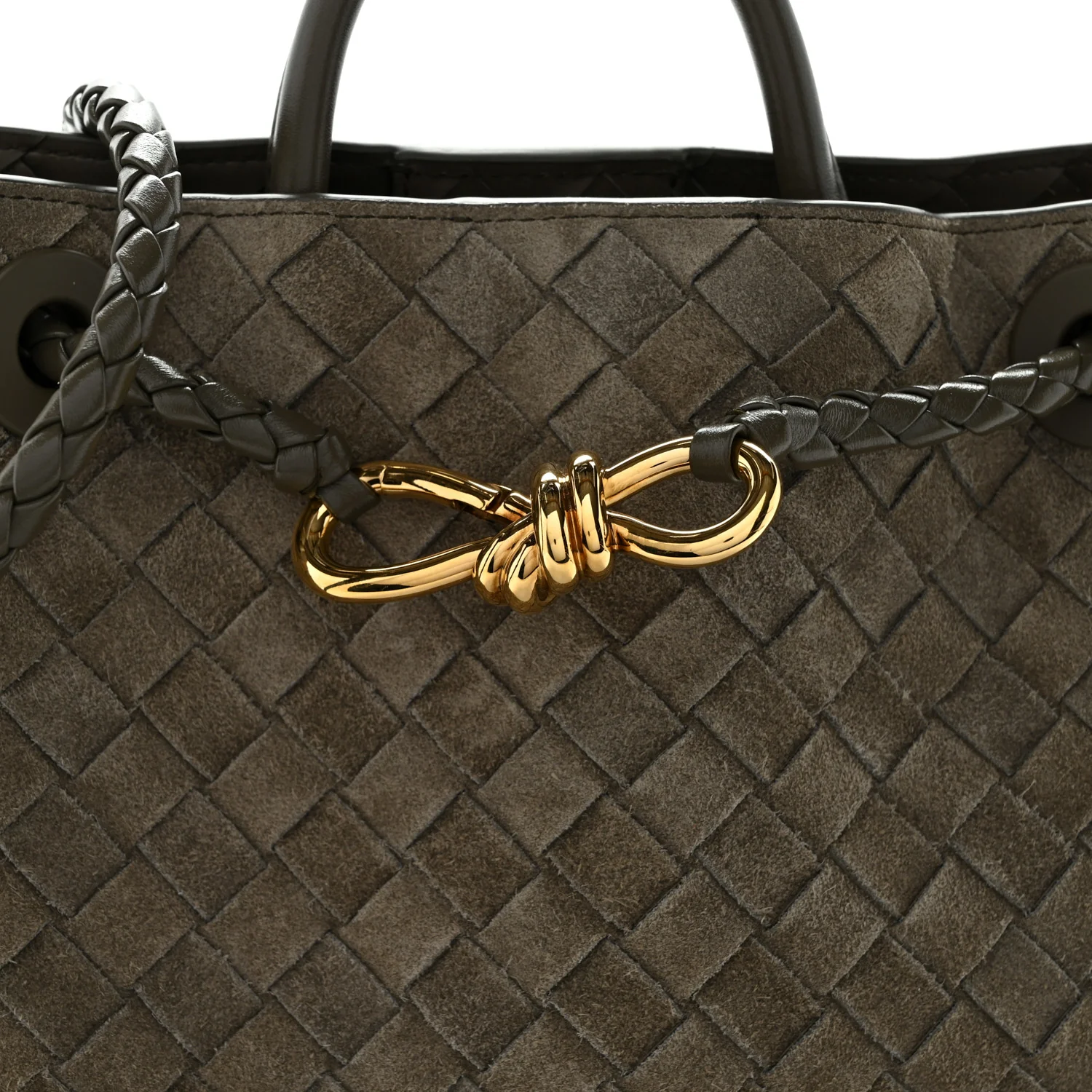 Suede Intrecciato Small Andiamo Shoulder Bag Cypress - Top Club