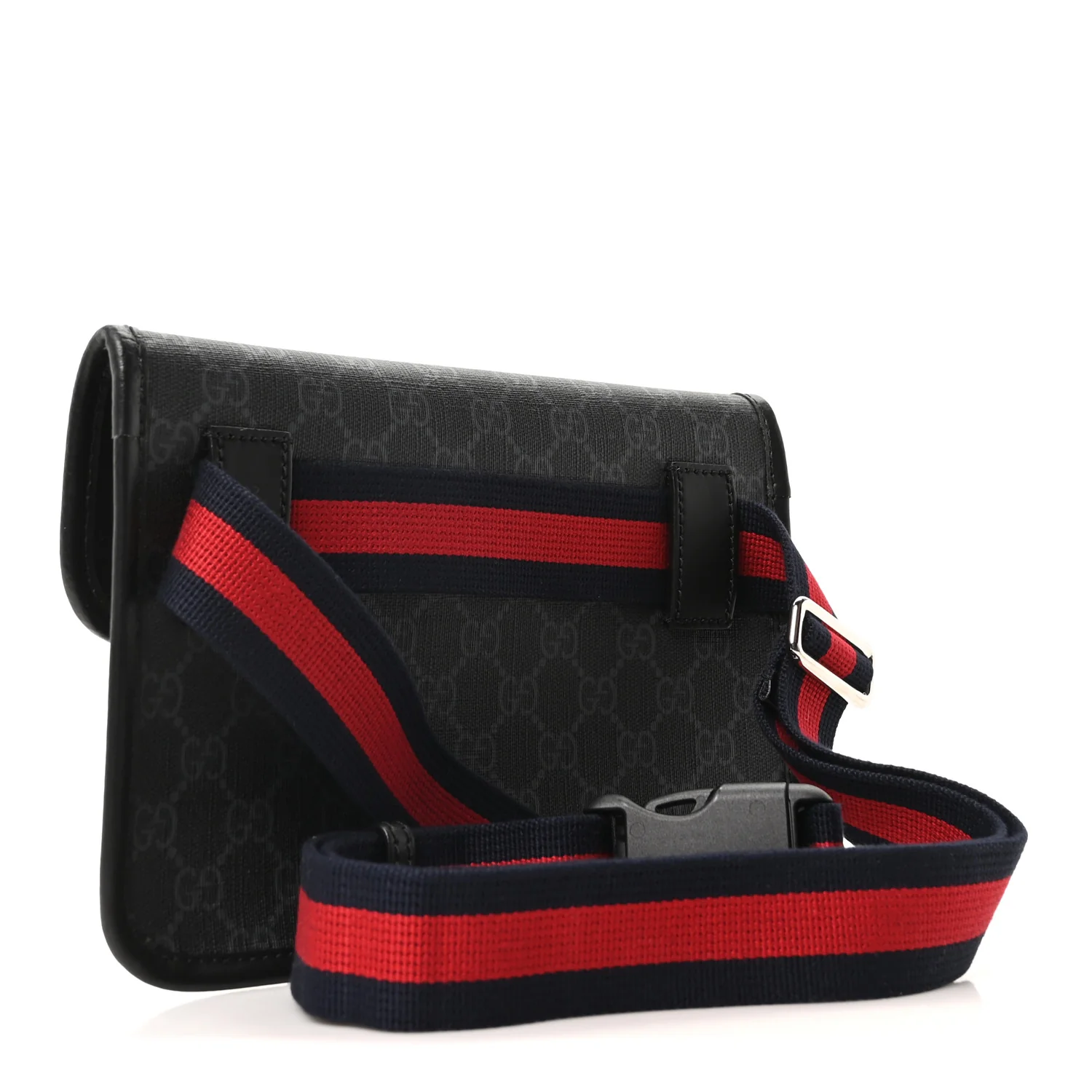 GG Supreme Monogram Web Slim Belt Bag Black Grey - Top Club