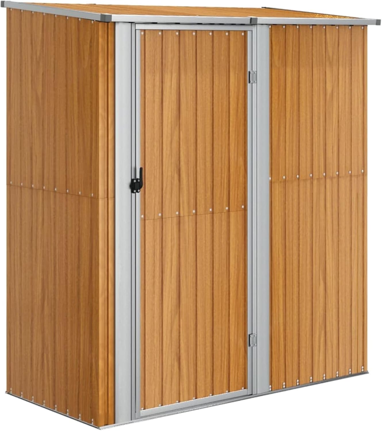 Capanno per Attrezzi da Esterno Casetta da Giardino Casetta Porta Attrezzi da Giardino in Acciaio Zincato-Marrone-180,5x97x209,5 cm