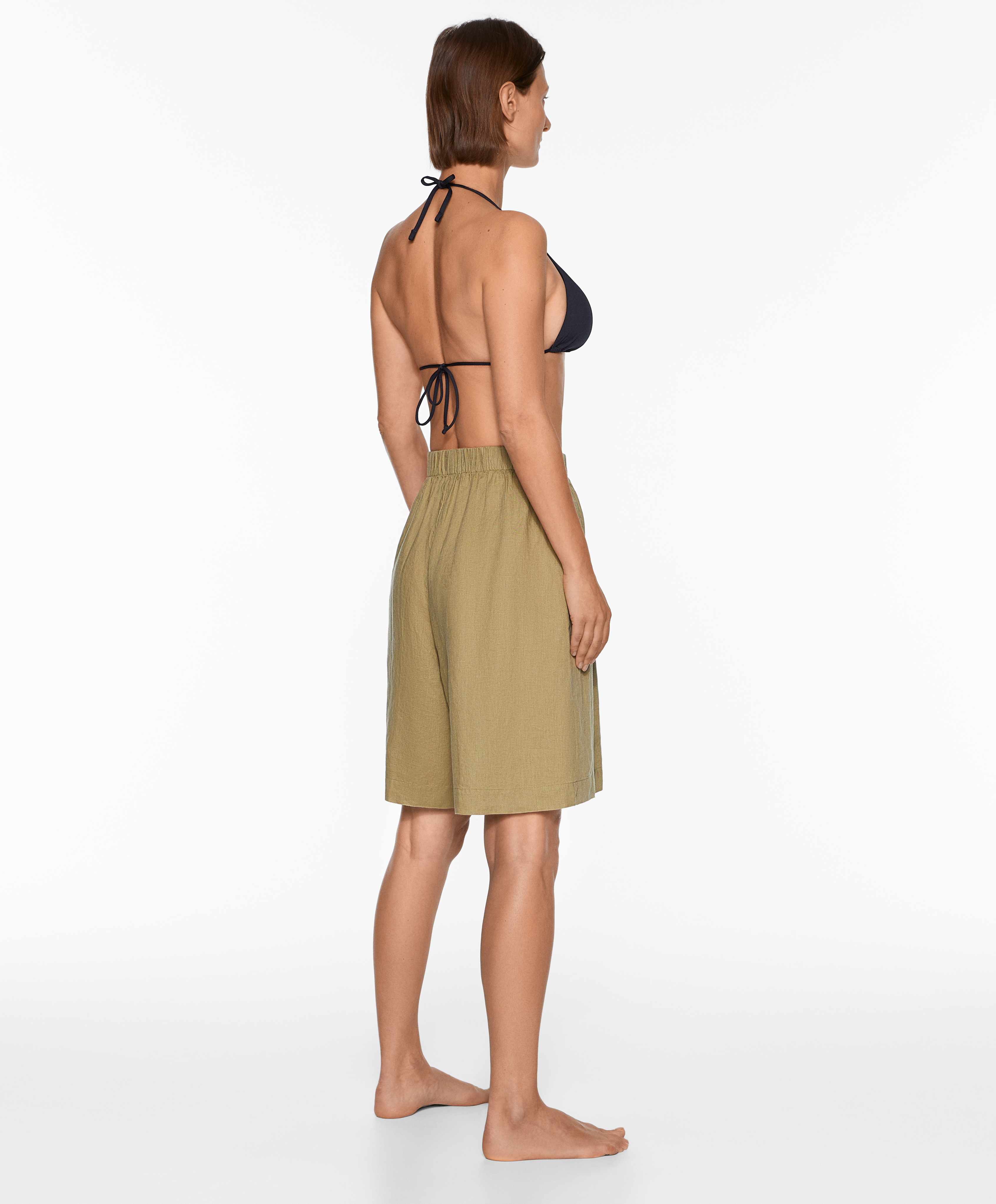 OYSHO 100% linen Bermuda shorts